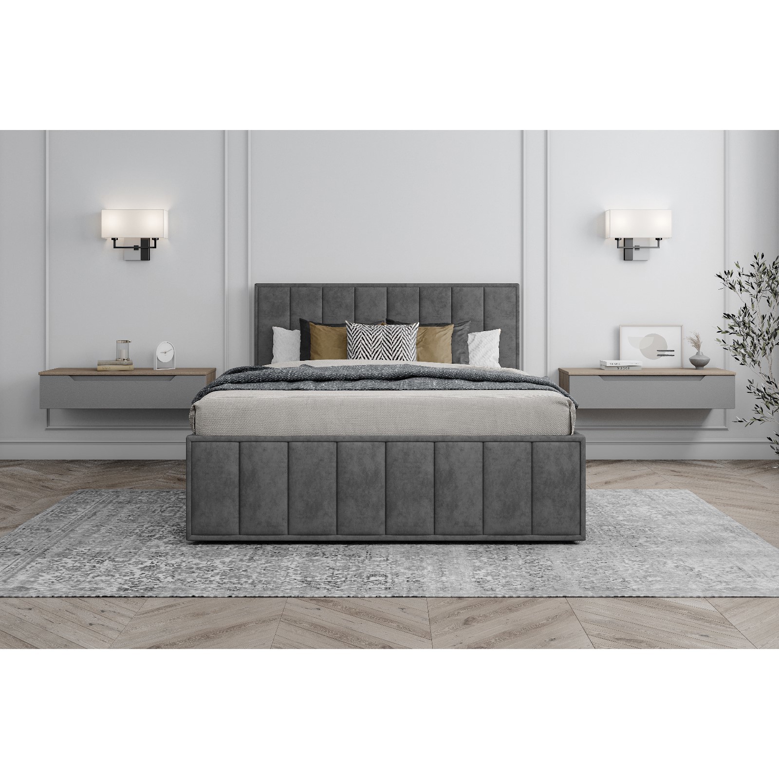 Изображение товара Кровать Лана 10640107 172x103.5x215 см ЛДСП цвет серый