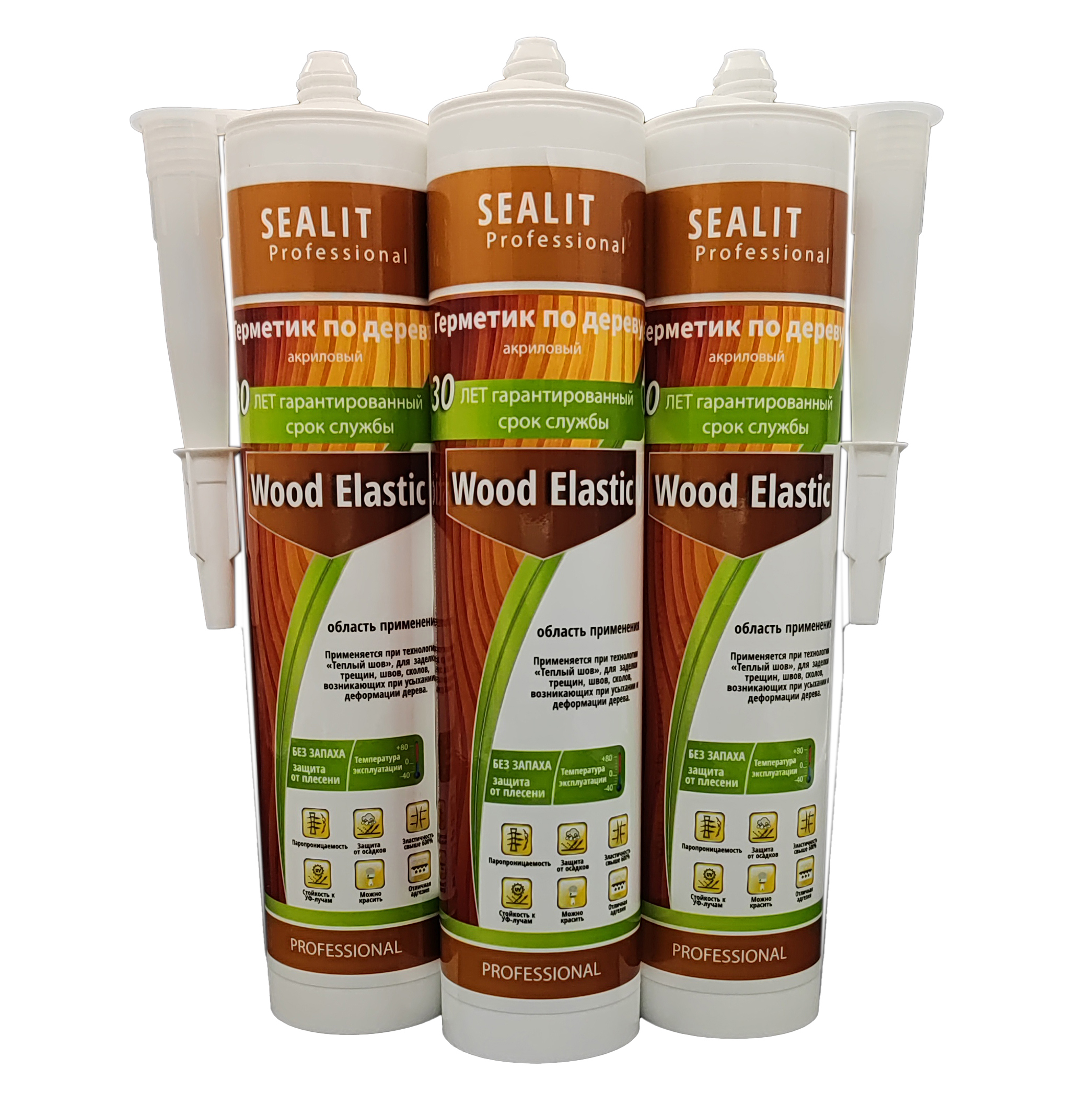 Изображение товара Герметик акриловый Sealit professional Wood Elastic 136067-3 для дерева бук 280 мл 3 шт
