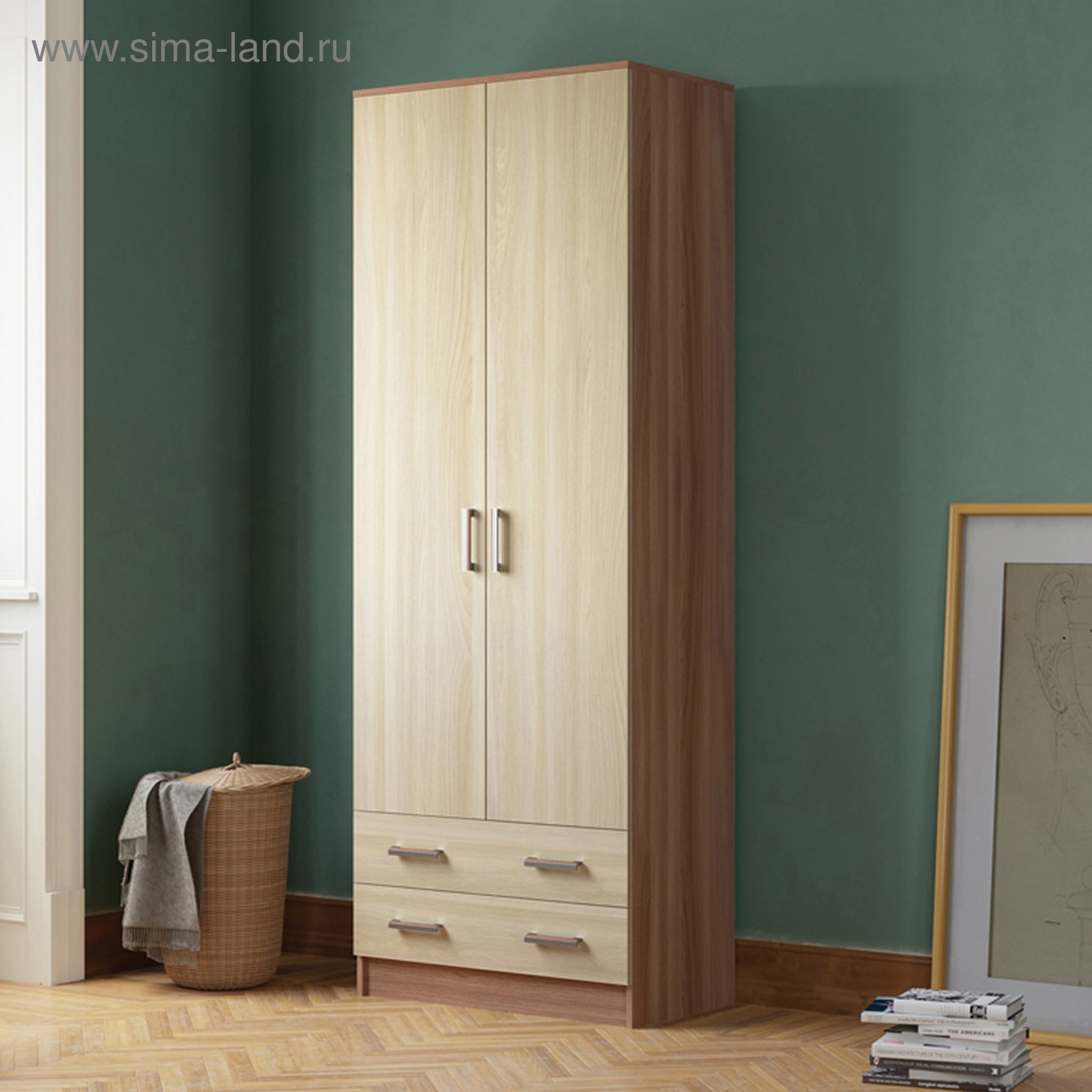 Изображение товара Шкаф распашной Клик Мебель Дуэт 80x220 см ясень шимо темный