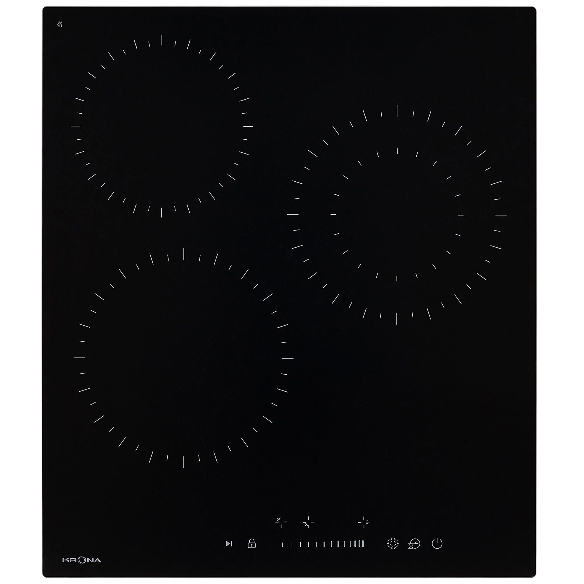 Изображение товара Электрическая варочная панель Krona 591417 ZAUBER 45 BL 1DZTS 45 см 3 конфорки цвет черный