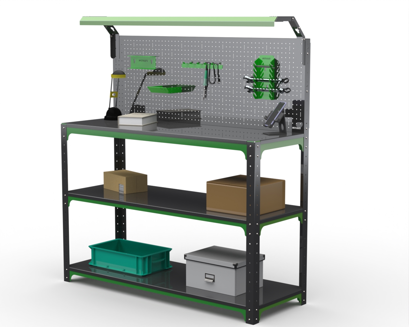 Изображение товара Стол-верстак Metalex Kit 204388 1300x400 мм с освещением и перфопанелью