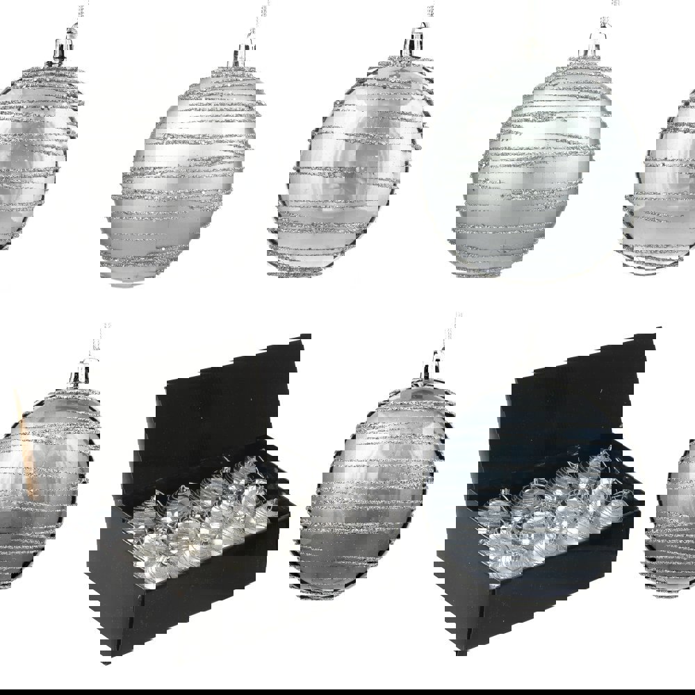 Изображение товара Набор елочных шаров 744580 Спираль серебристая 8 см ПВХ серый/серебристый 12 шт