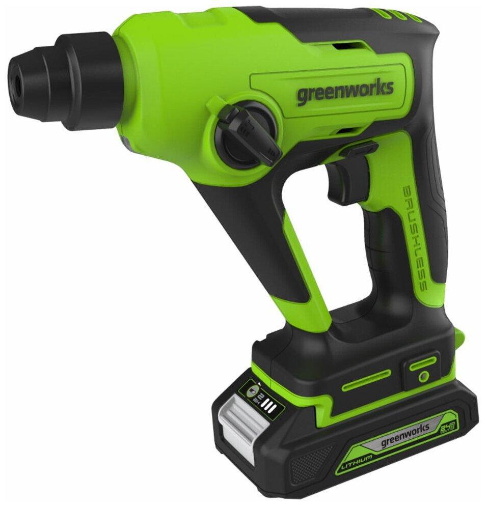 Изображение товара Бесщёточный аккумуляторный перфоратор Greenworks GD24SDS1K2 24 В Li-Ion 1х2 Ач