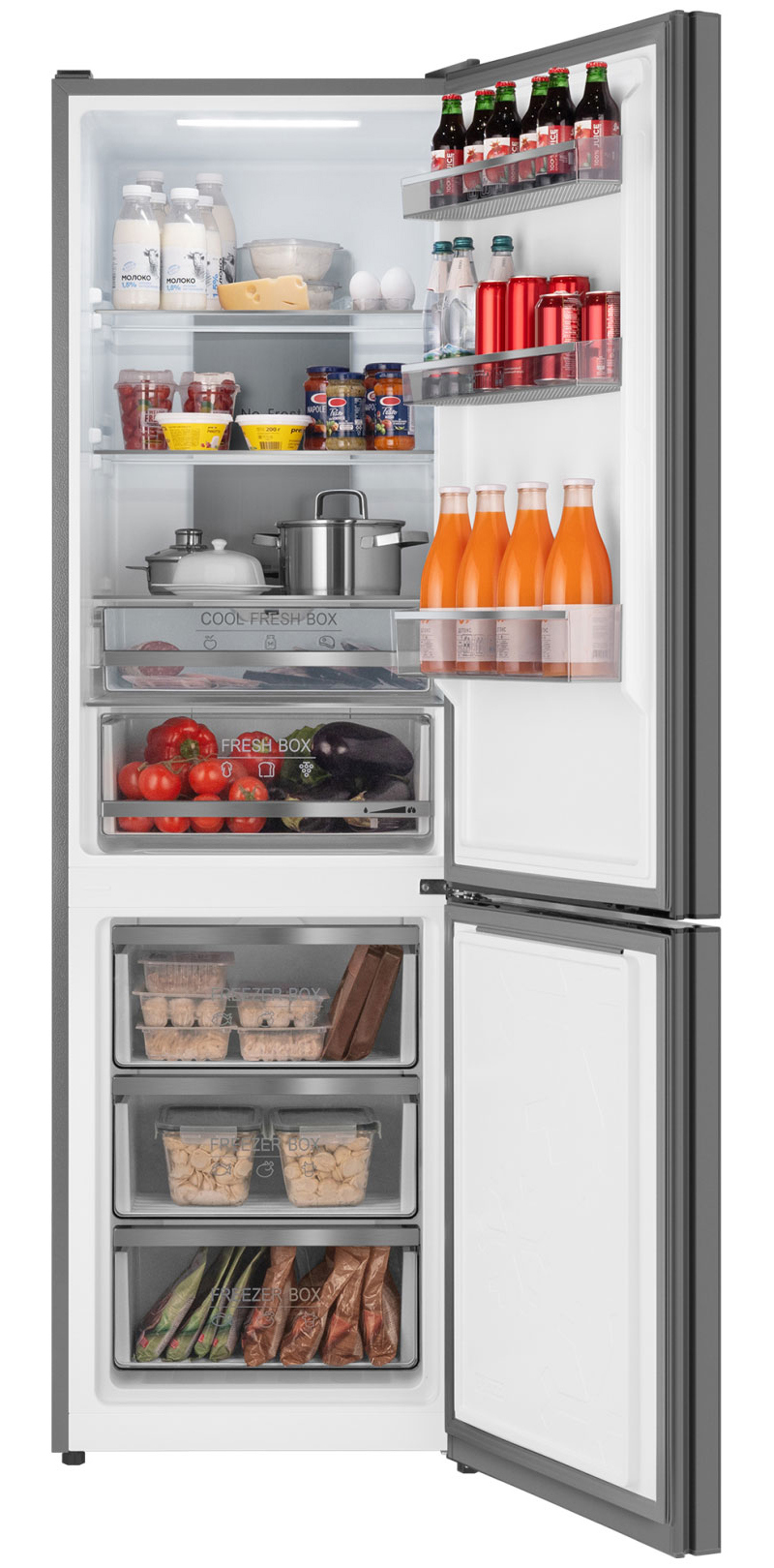 Изображение товара Отдельностоящий холодильник Weissgauff Wrk 195 D Full NoFrost Dark Grey Glass 59.5x195 см