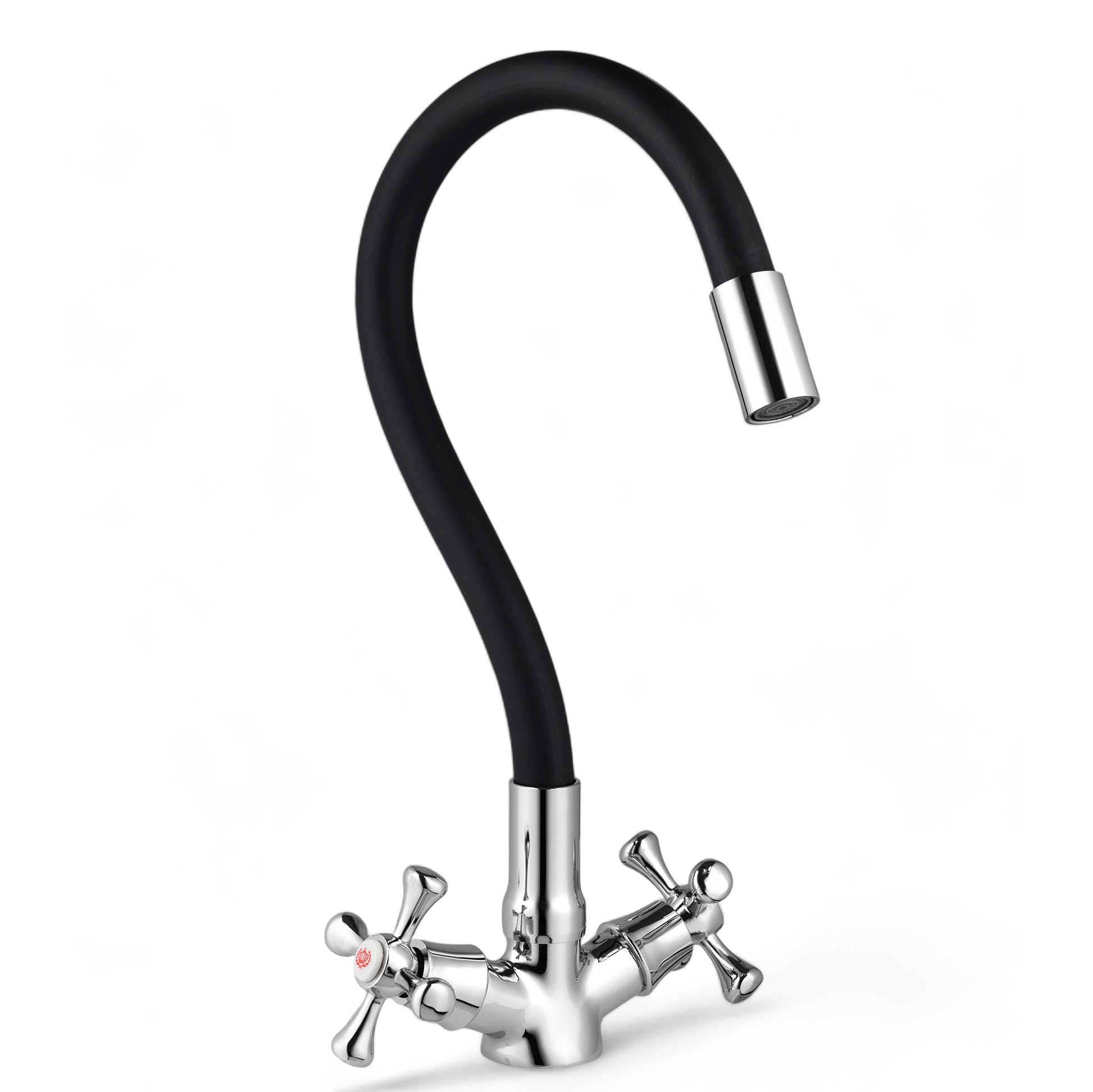 Изображение товара Смеситель для кухни Do.korona DK-4216-767 гибкий излив 18 см цвет хром, черный