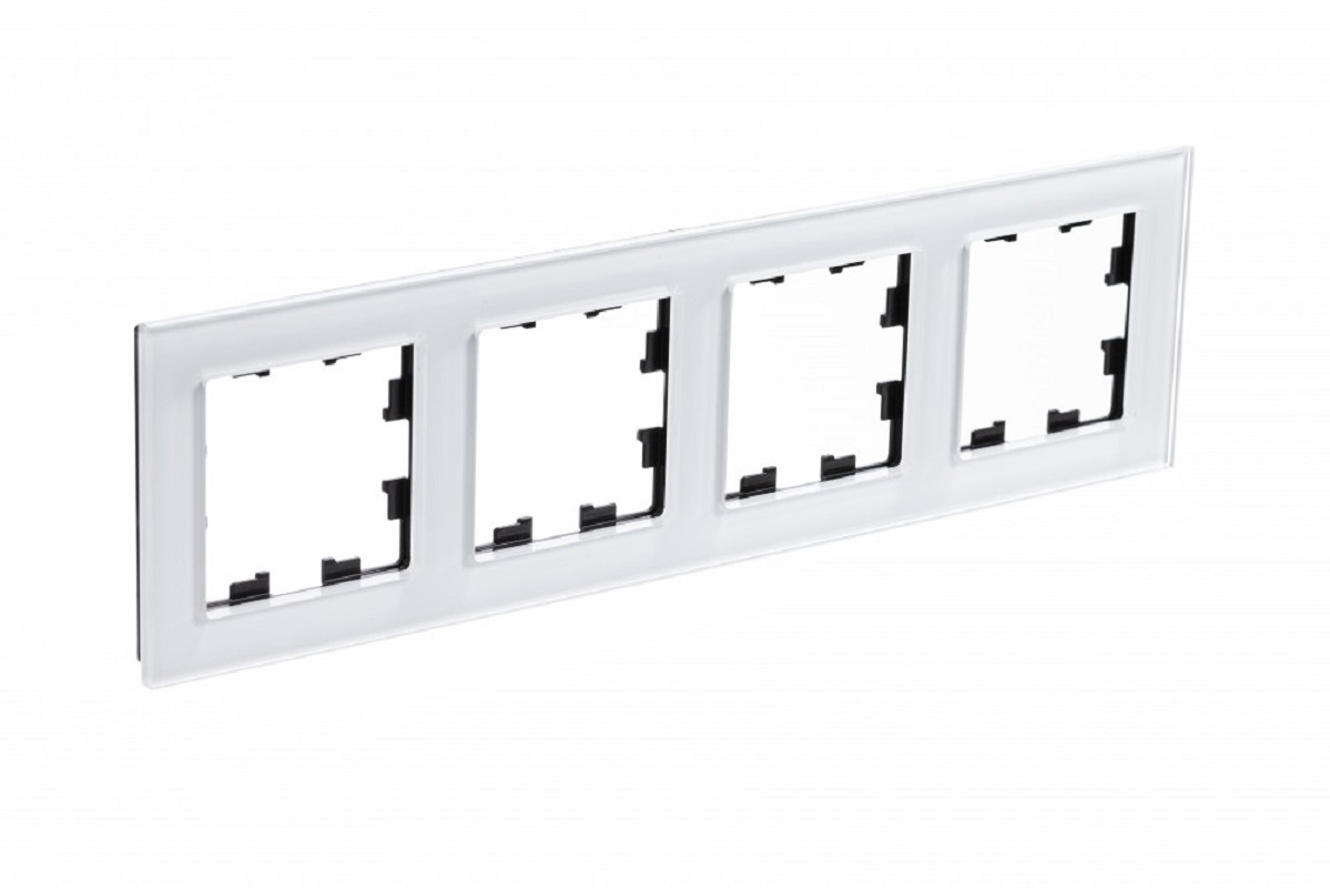 Изображение товара Рамка для розеток и выключателей Systeme electric AtlasDesign Nature 4 поста стекло цвет белый