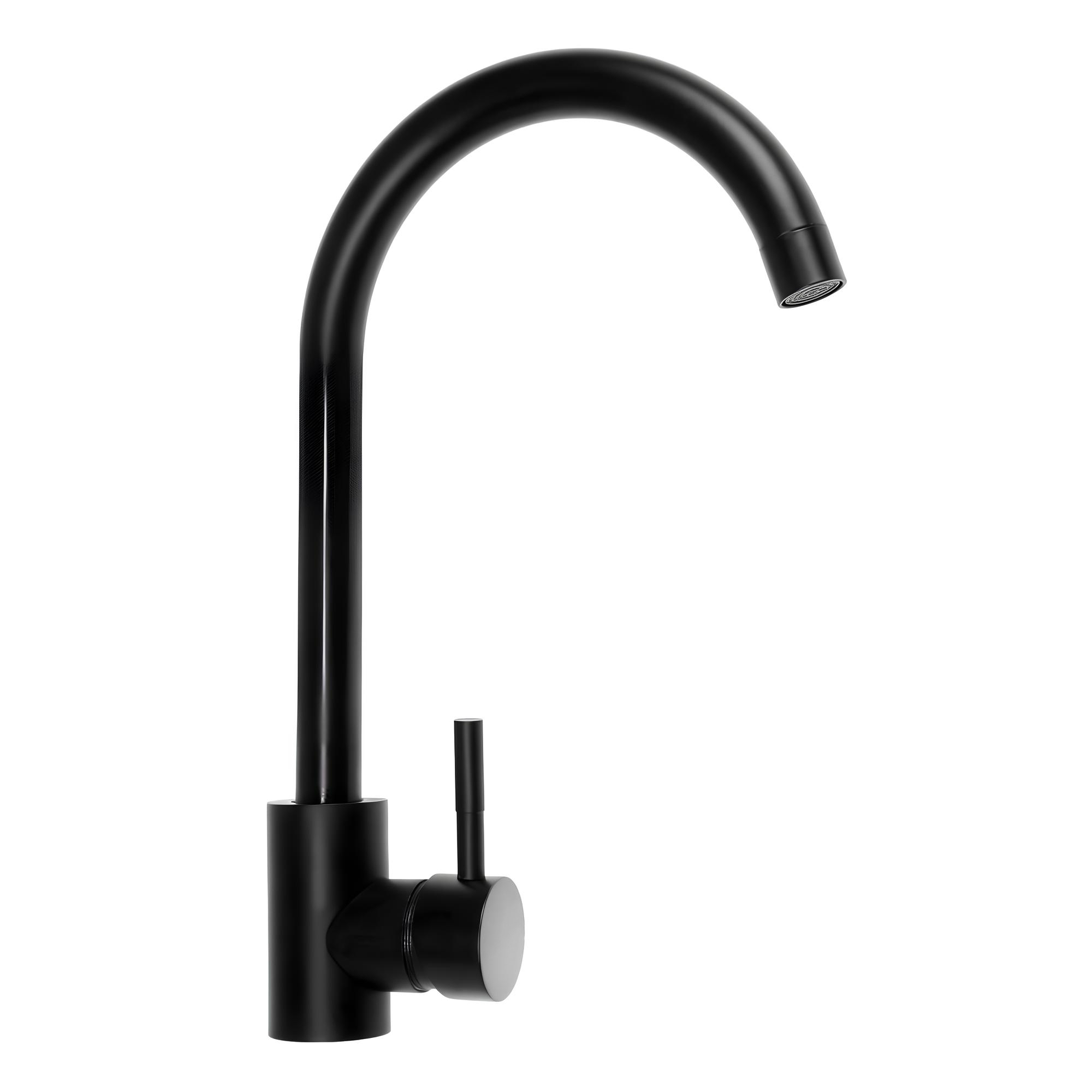 Изображение товара Смеситель кухонный Wasser zimmer Zm-7721-2H-747 черный поворотный излив 22.5 см