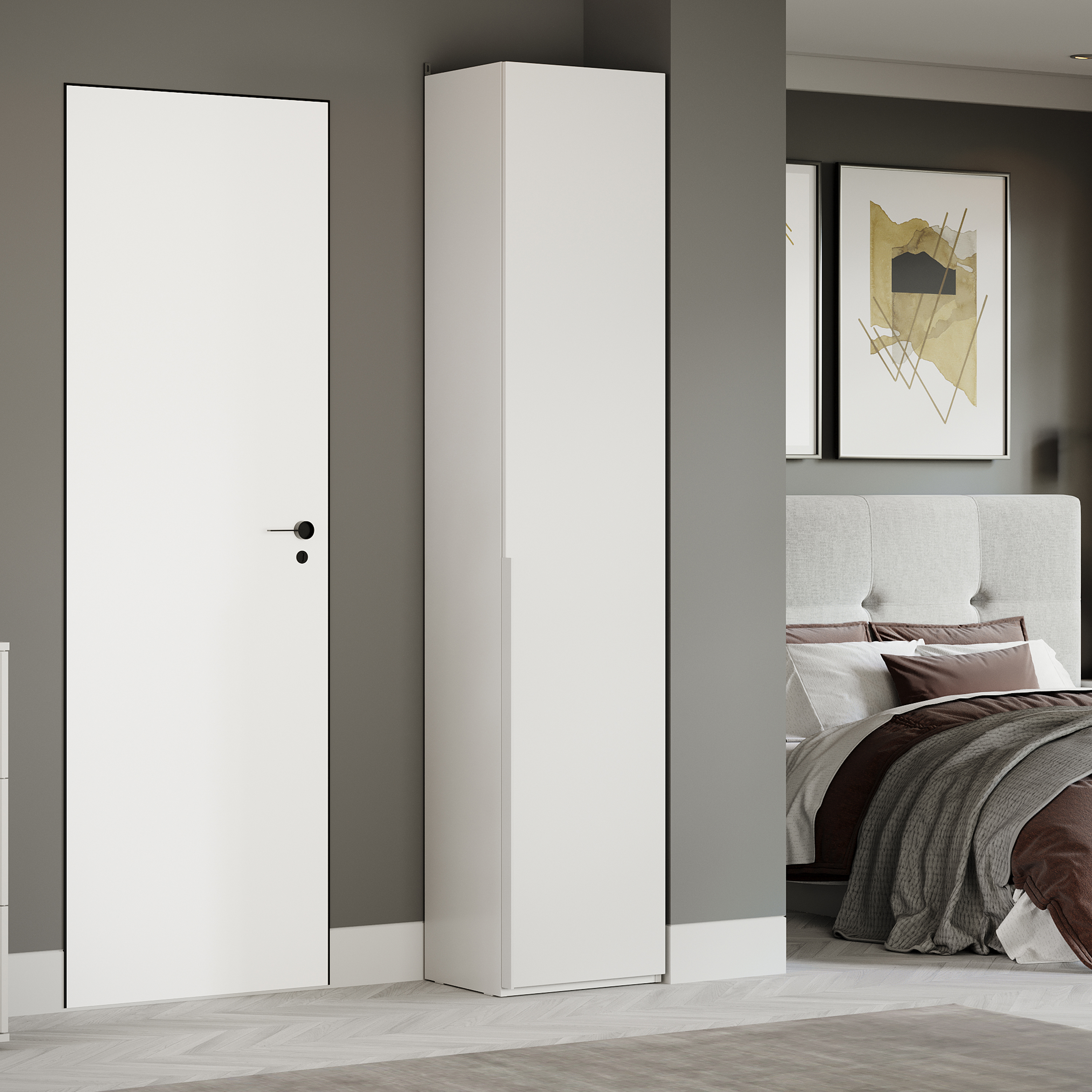 Изображение товара Стильный шкаф Трия Порто из ЛДСП для гостиной спальни и прихожей