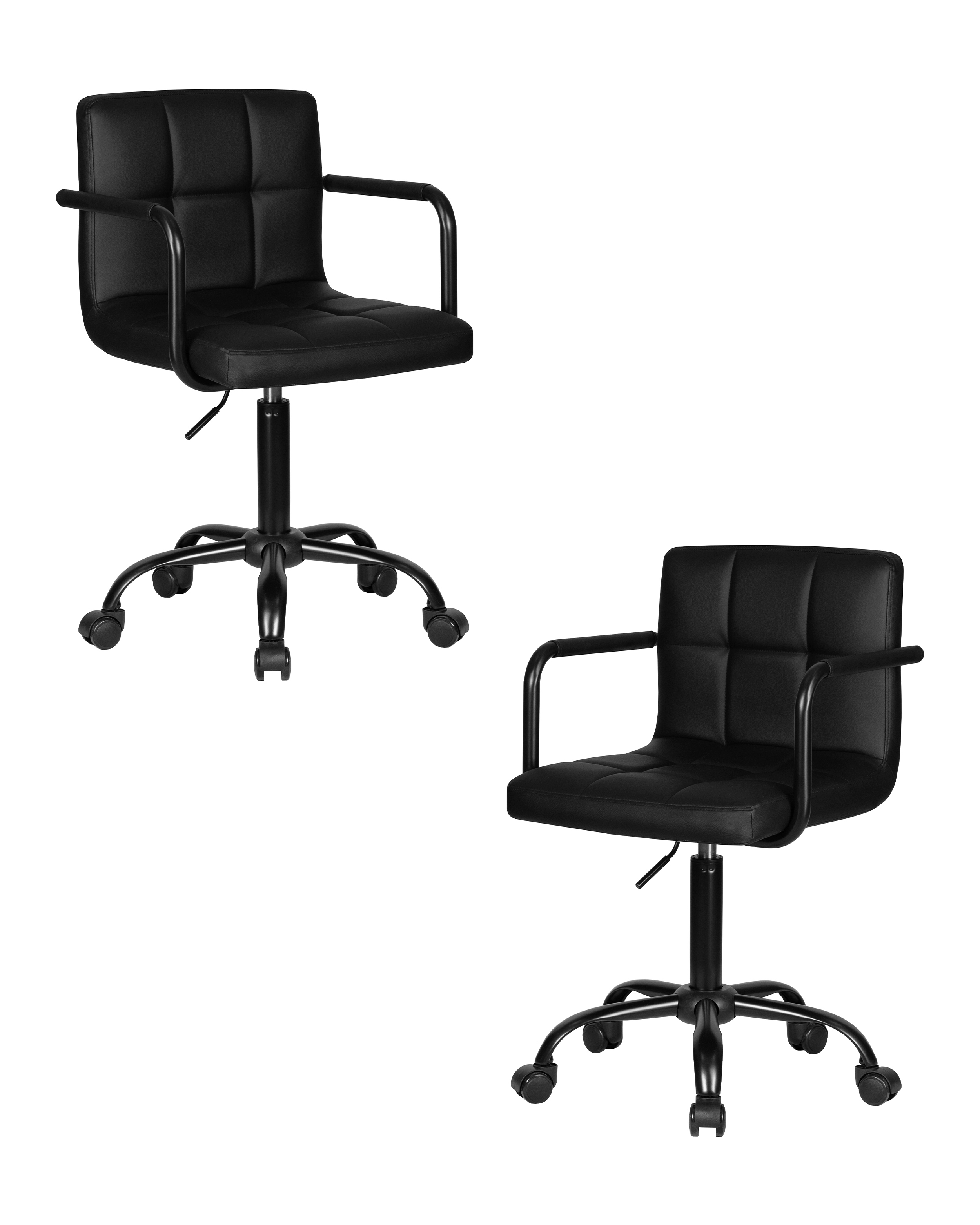 Изображение товара Комплект офисных кресел 2 шт Dobrin Terry Black 58x95x58 см искусственная кожа цвет черный
