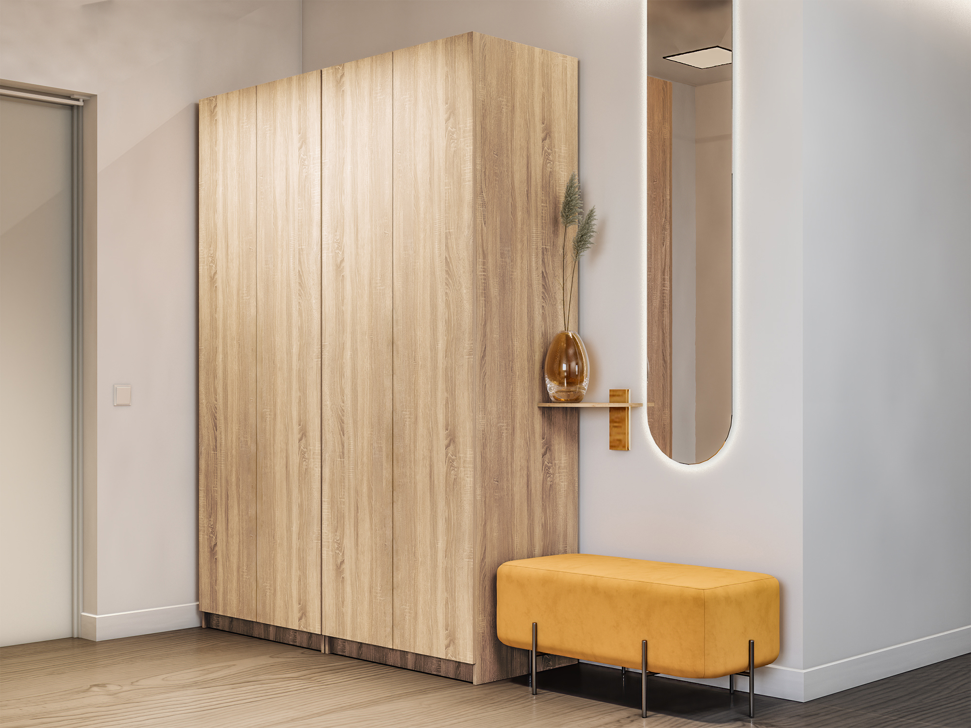 Изображение товара Шкаф распашной с системой Push to Move, 162х220х52.5 см, сонома