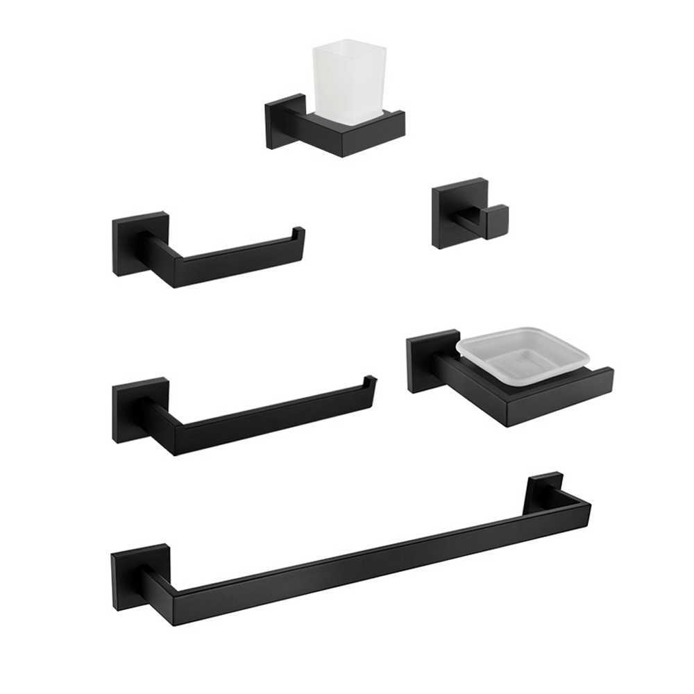 Изображение товара Набор аксессуаров для ванной комнаты BOCH MANN CR-F25B черный из металла и стекла