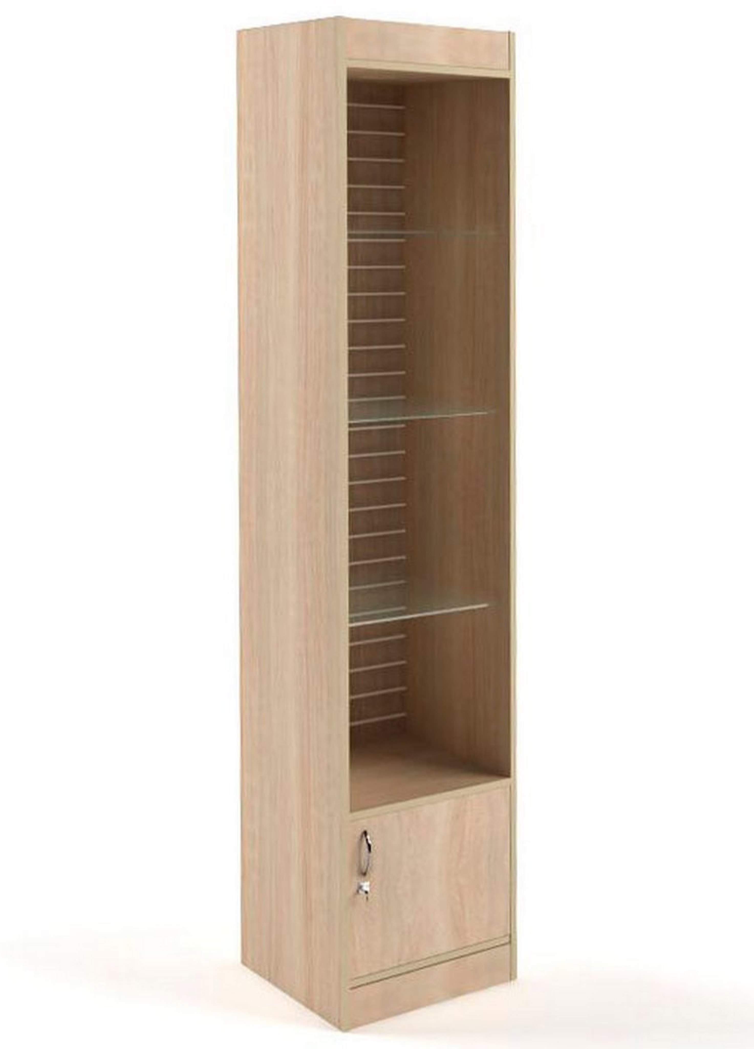 Изображение товара Шкаф-витрина 45x200 см с накопителем Универсал №162-45-Э без верхних дверей дерево/стекло цвет дуб-сонома