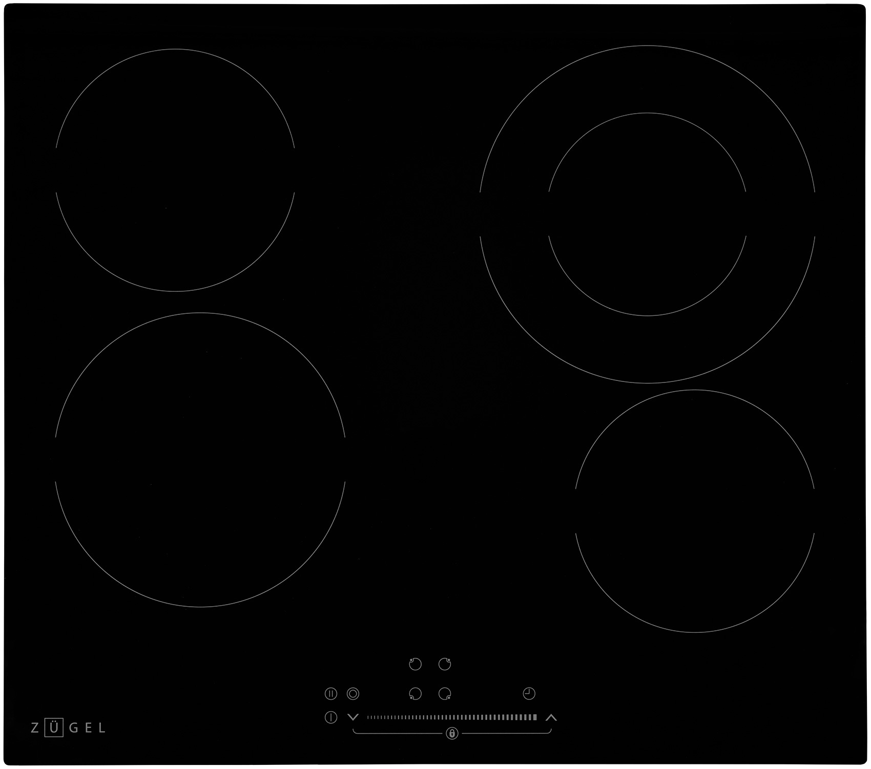 Изображение товара Электрическая варочная панель Zugel ZEH602B черная 4 конфорки стеклокерамика