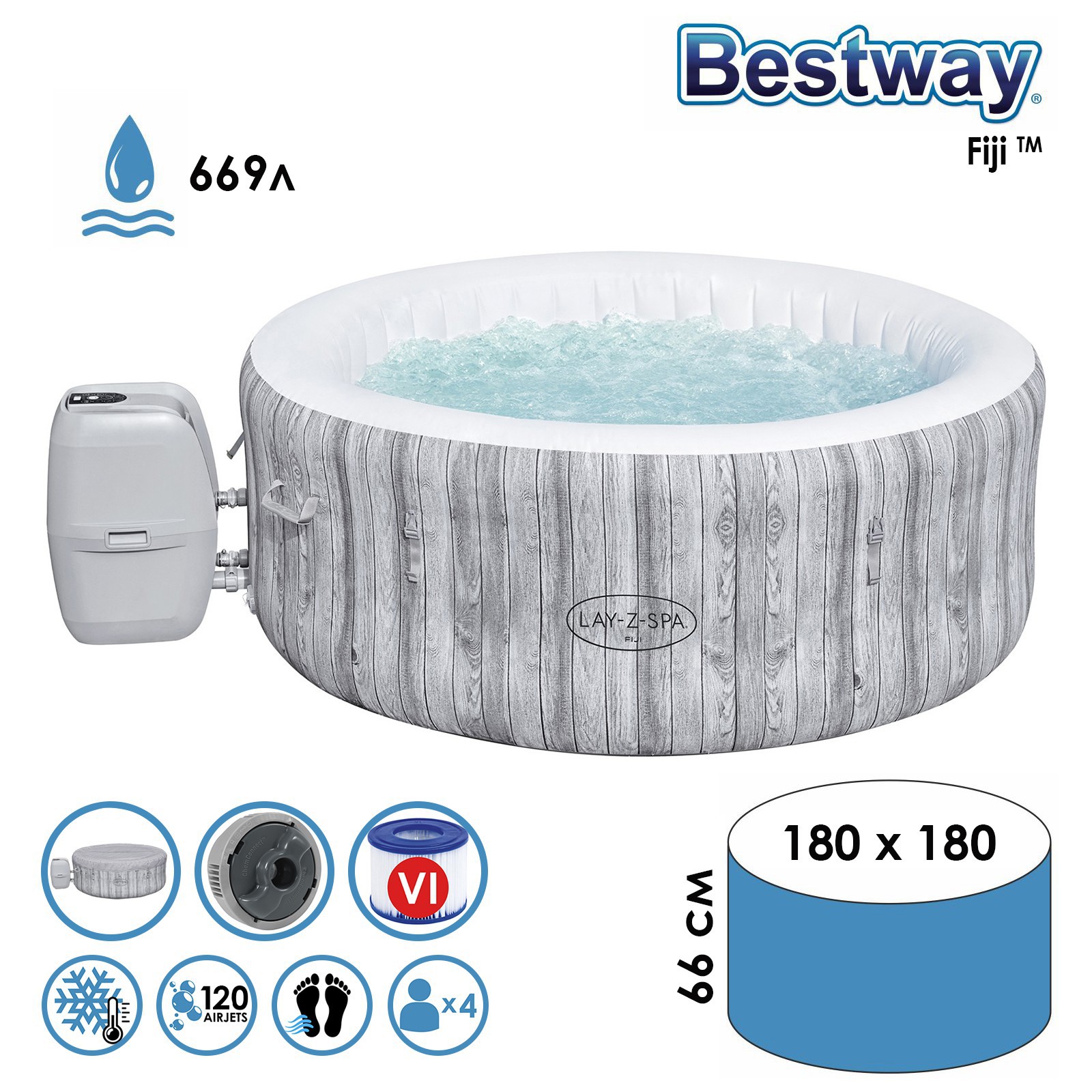 Изображение товара Надувной бассейн Bestway 7434355 66 см x 180 см 669 л