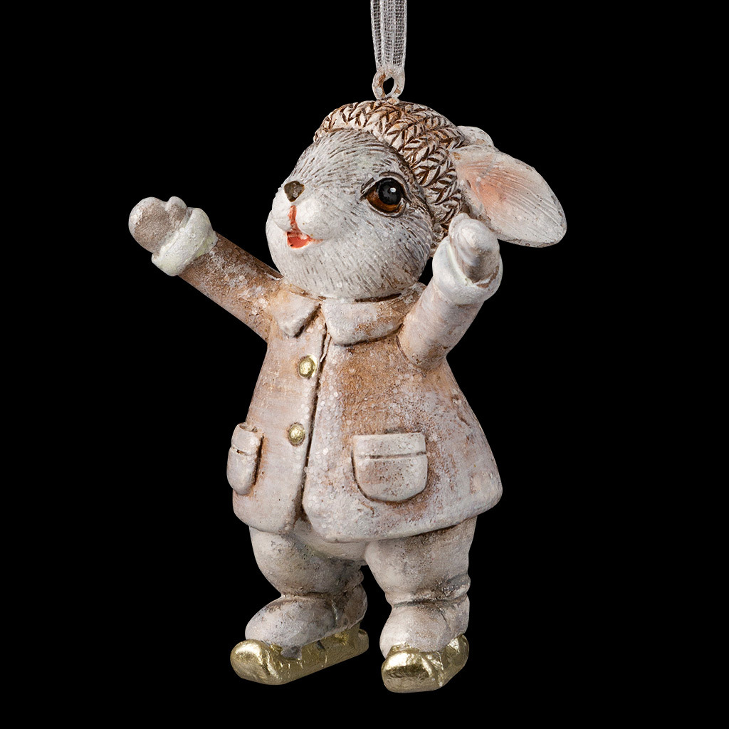 Изображение товара Елочная игрушка Erichkrause Зайчик на лыжах 7 см x 4 см бежевый