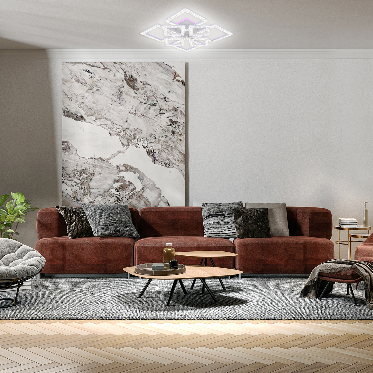 Изображение товара Люстра потолочная светодиодная Escada Aquarius с пультом 33 м² белый регулируемый