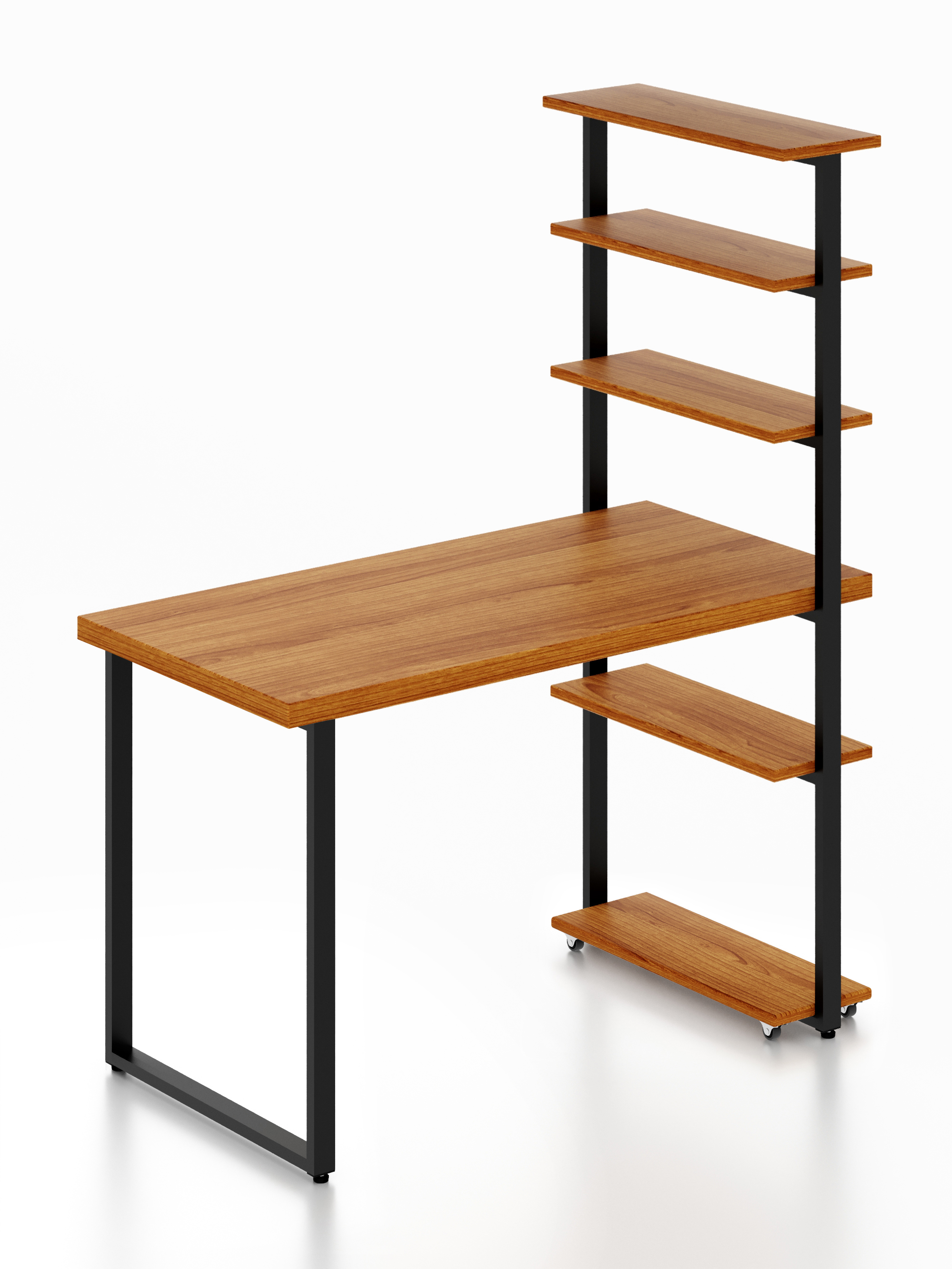 Изображение товара Стол Solarius loft 5 полок столешница 40 мм 60x145x110 см черные металлические ножки сосна цвет ольха