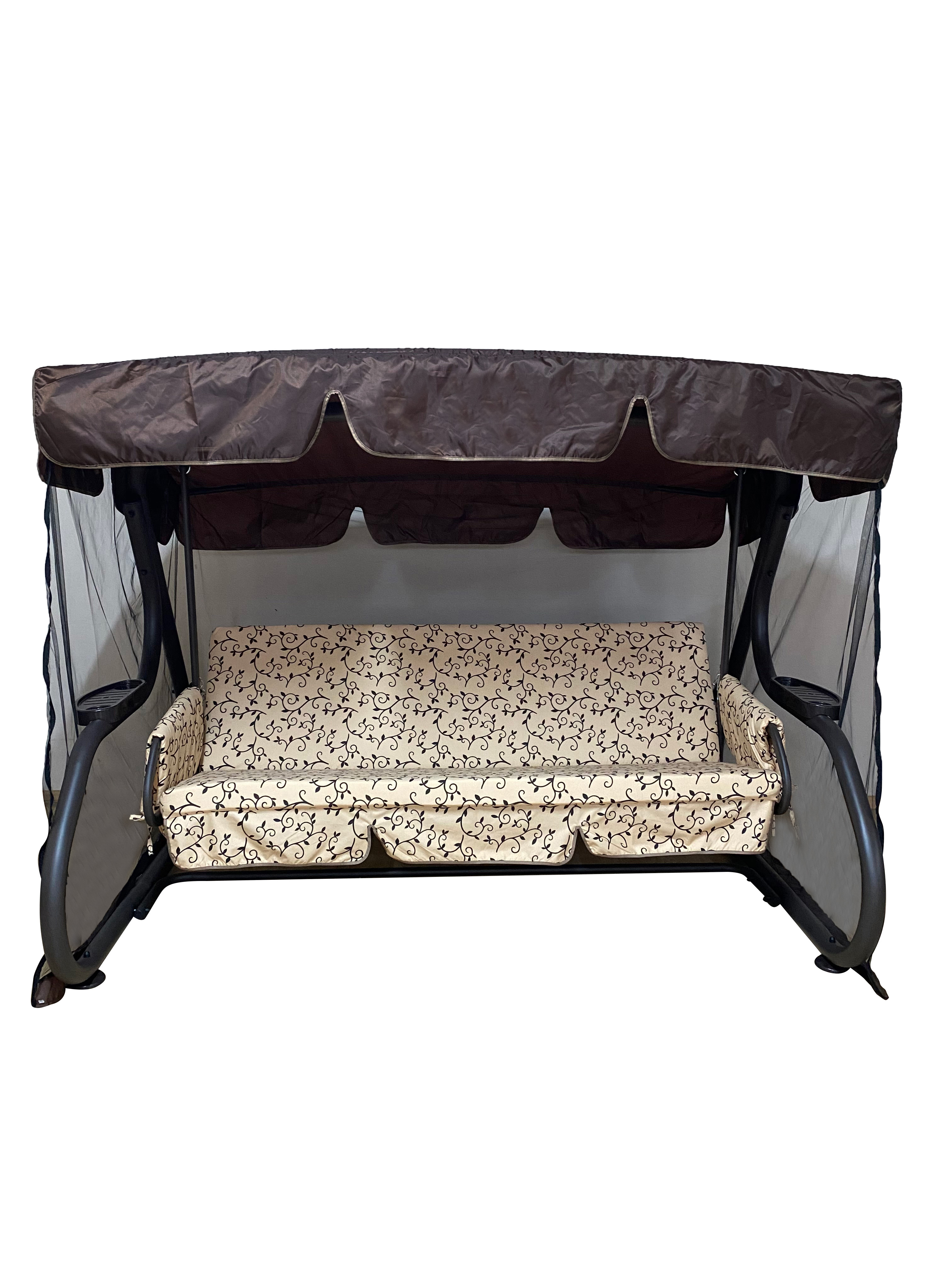 Изображение товара Качели садовые Greengard Глория 3-х местные до 350 кг коричневые с навесом