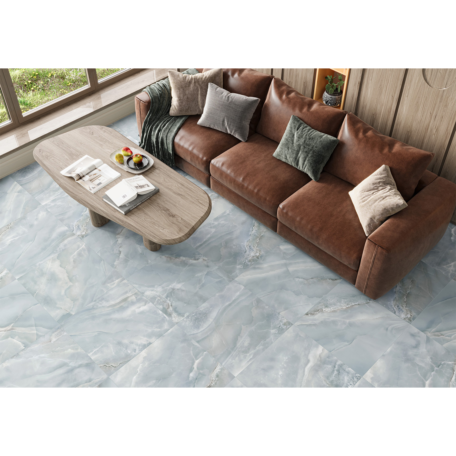 Изображение товара Керамогранит Artkera Onyx 60x60см голубой под камень для стен и пола