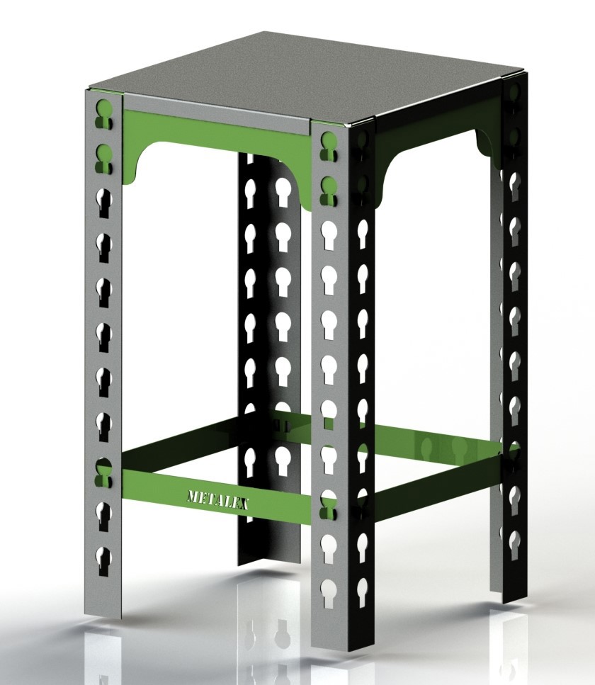 Изображение товара Табурет Metalex 350x350x450 цвет серо-зелёный