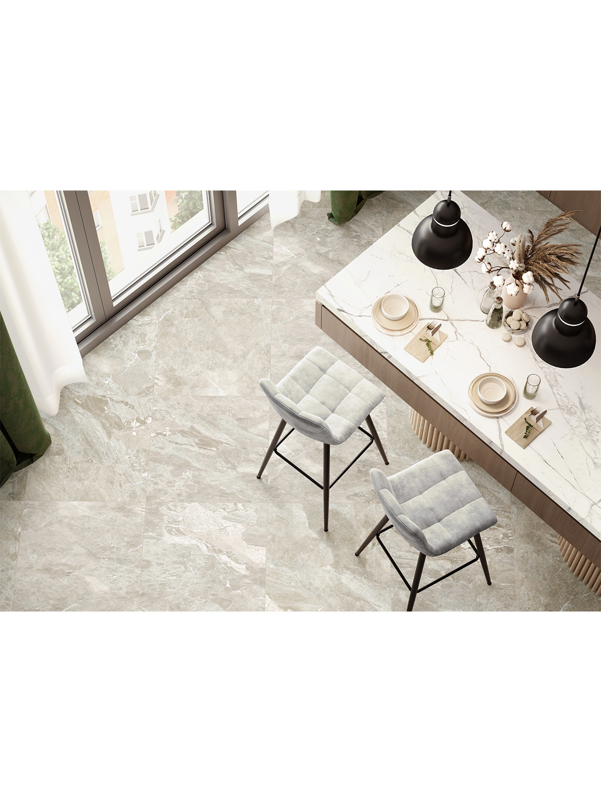 Изображение товара Керамогранит Delacora Greiny 6060GRY11 60x60 см бежевый мраморный эффект универсальный
