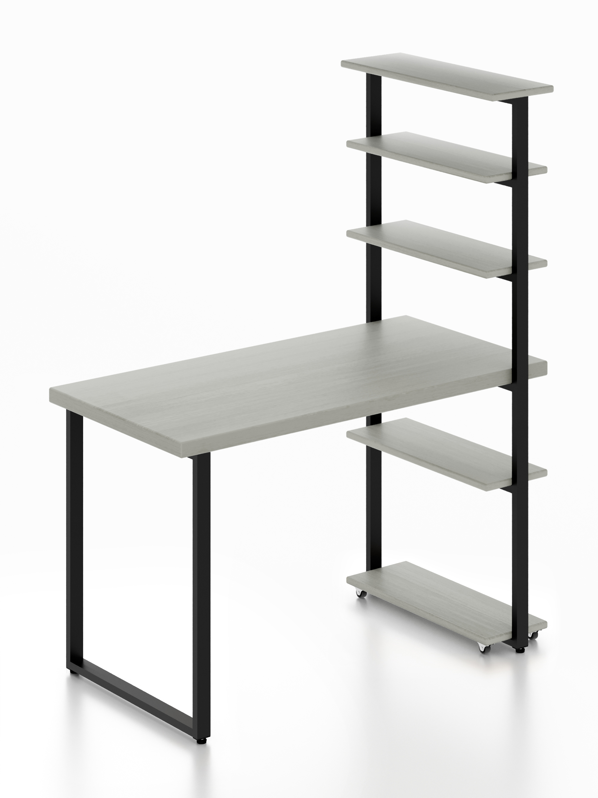 Изображение товара Стол Solarius loft 5 полок столешница 40 мм 80x145x140 см черные металлические ножки сосна цвет платиновый