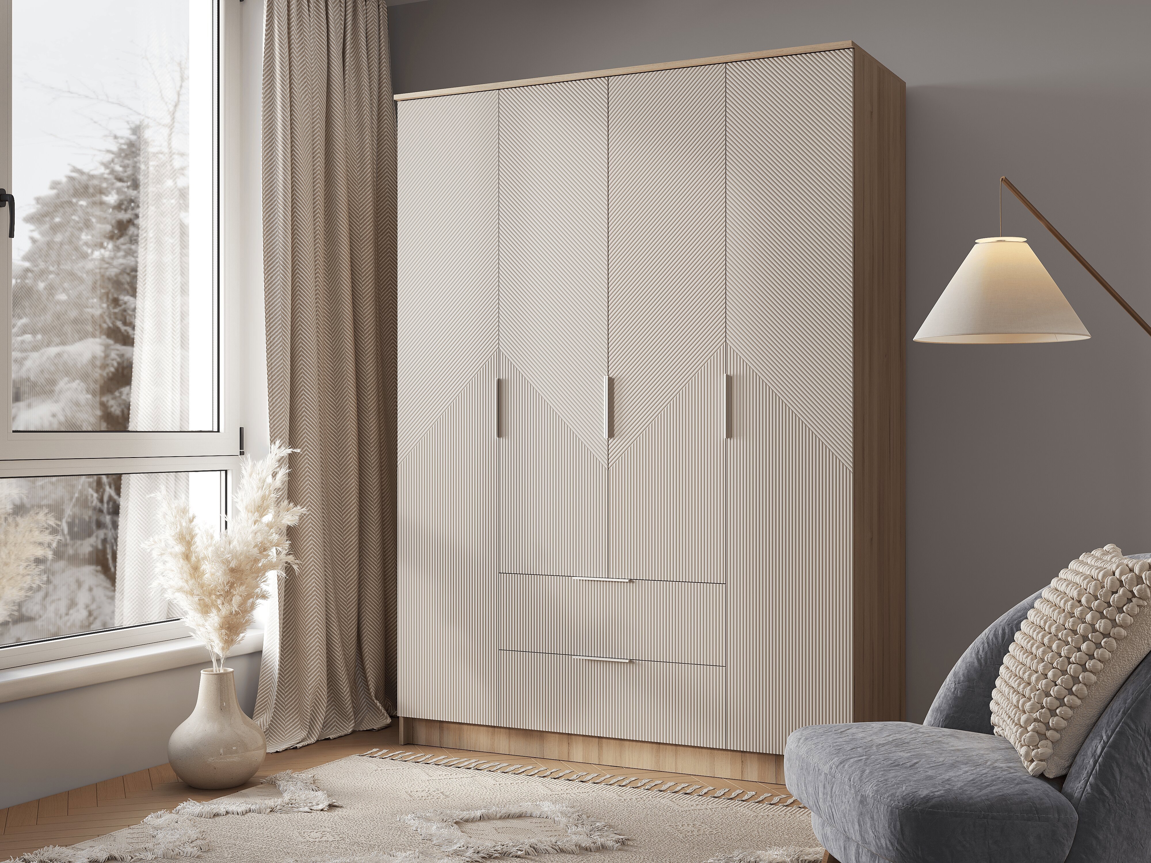 Изображение товара Шкаф распашной BTS 160x221.6x61 см из ЛДСП для дома с четырьмя дверями