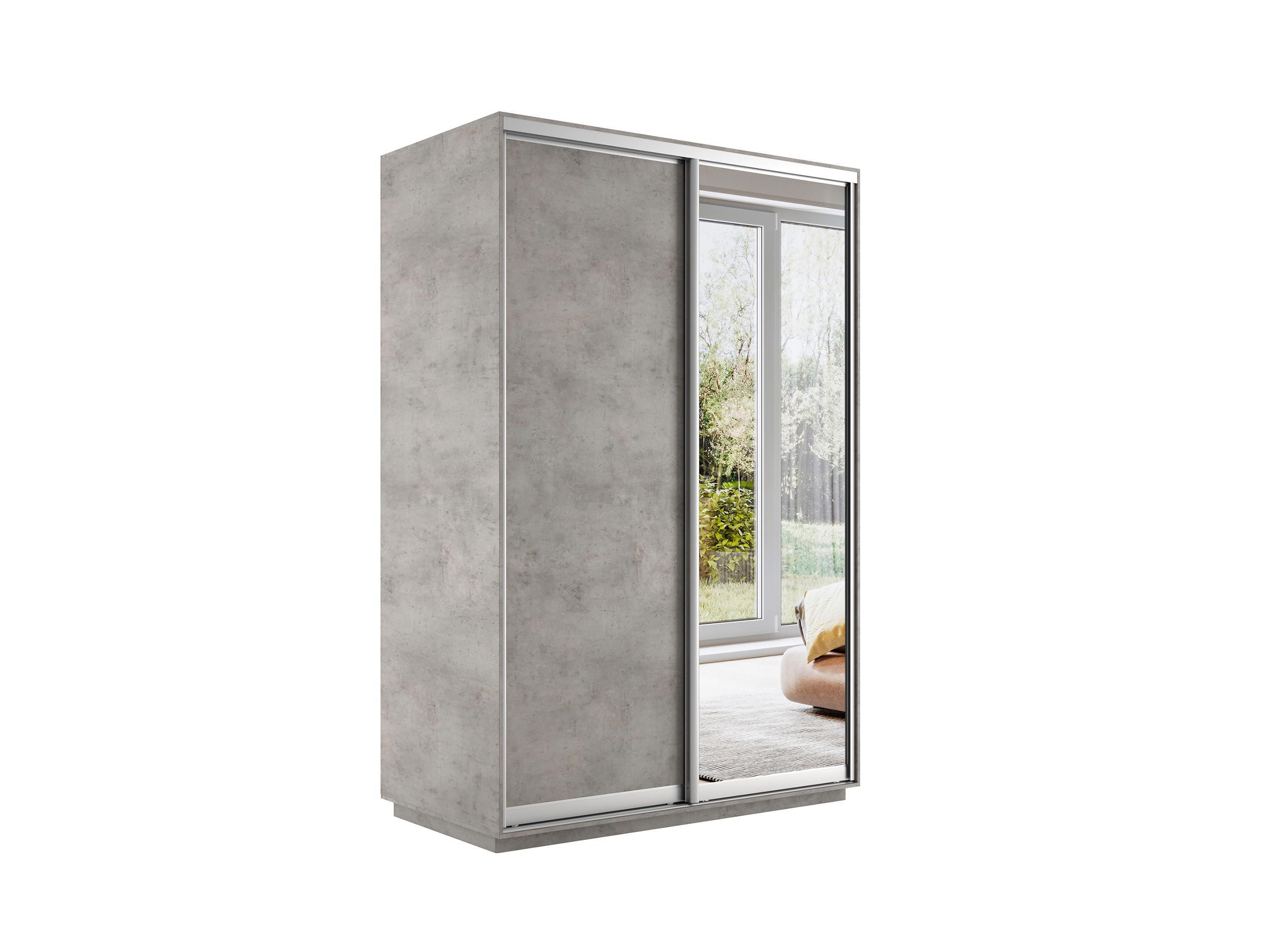 Изображение товара Шкаф-купе с зеркалом МК Е1-Юг Экспресс 220x140x60 см 7 полок ДСП цвет бетон