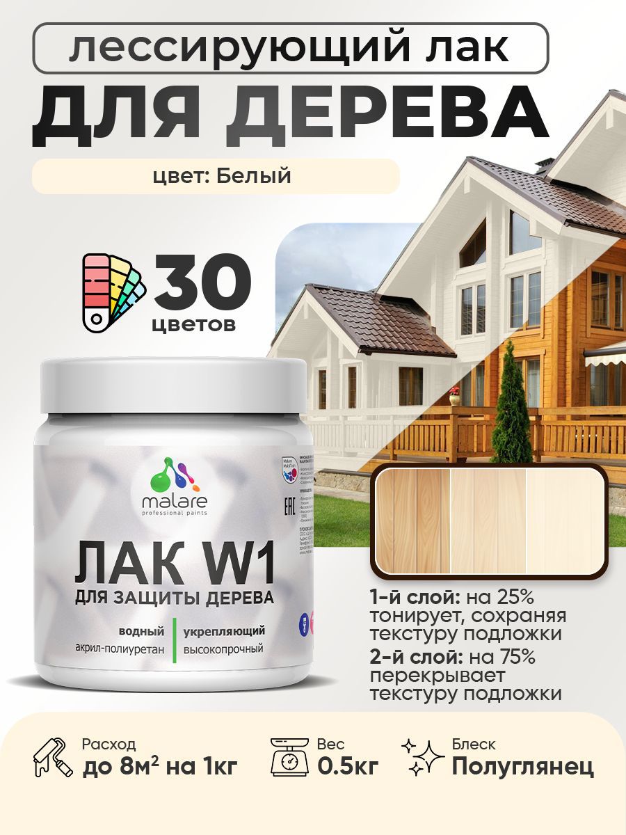 Изображение товара Лак для дерева MALARE Series W полуглянцевый без запаха 0.5 кг
