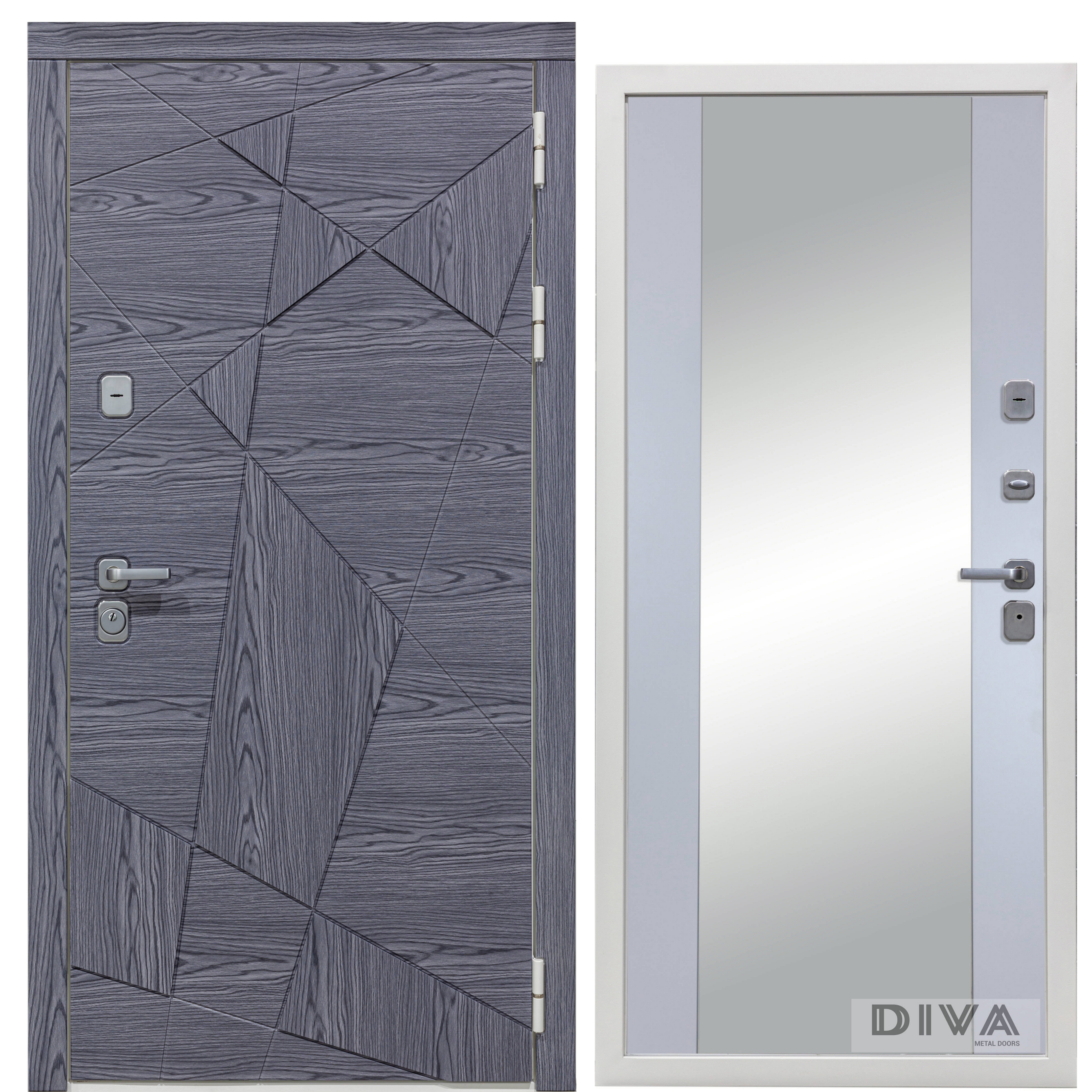 Изображение товара Входная дверь Diva 97/3 205x96см правый цвет Д15 с зеркалом