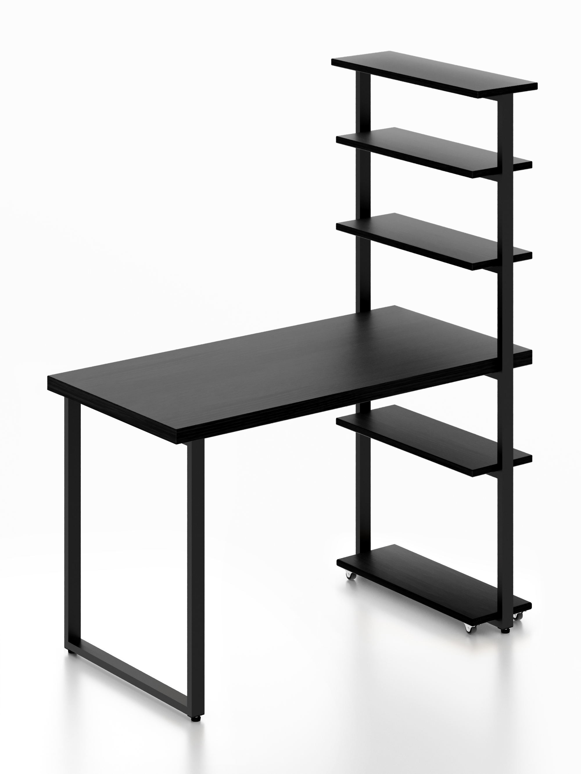 Изображение товара Стол Solarius loft 5 полок столешница 40 мм 60x145x120 см черные металлические ножки сосна цвет оникс