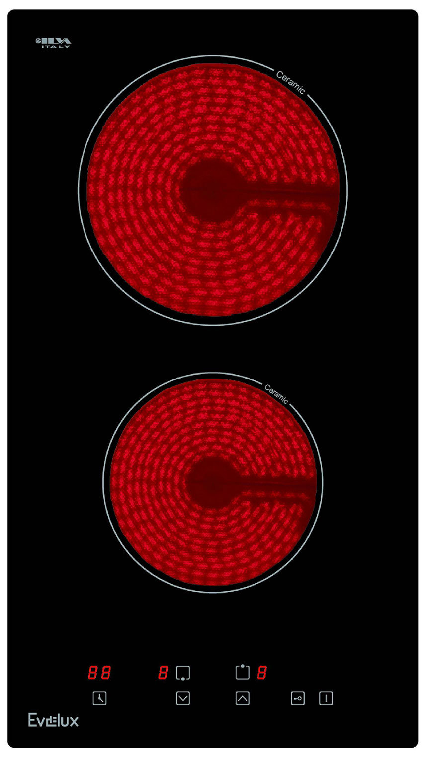 Изображение товара Электрическая варочная панель Evelux EV 3020 2 конфорки стеклокерамика черный