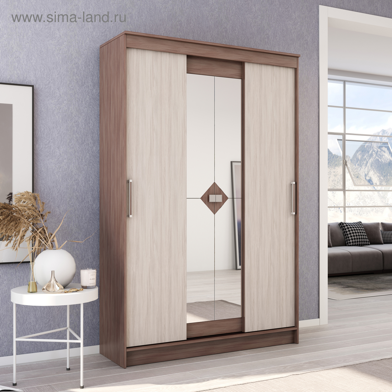 Изображение товара Шкаф-купе Клик мебель Агат 214x140x46.5 см с 6 полками Ясень