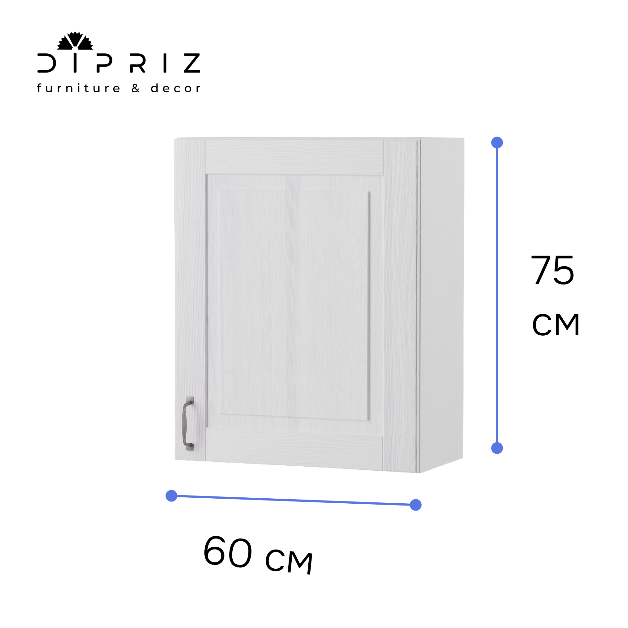Изображение товара Навесной шкаф для сушки посуды Венесуэла Dipriz 60x75x32 см Дерево цвет белый