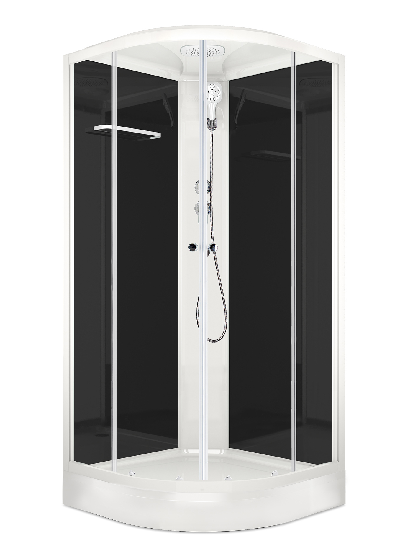 Изображение товара Душевая кабина Domani-Spa Delight Slim 88 80x80x218 см низкий поддон черные стенки прозрачное стекло
