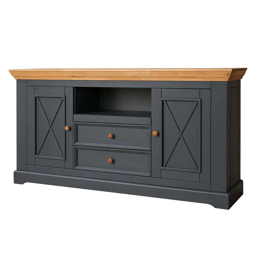 Изображение товара Комод Дом мебели из сосны Ут000007039 2 ящика 169x42x88.1 см массив сосны цвет серый/бейц-масло