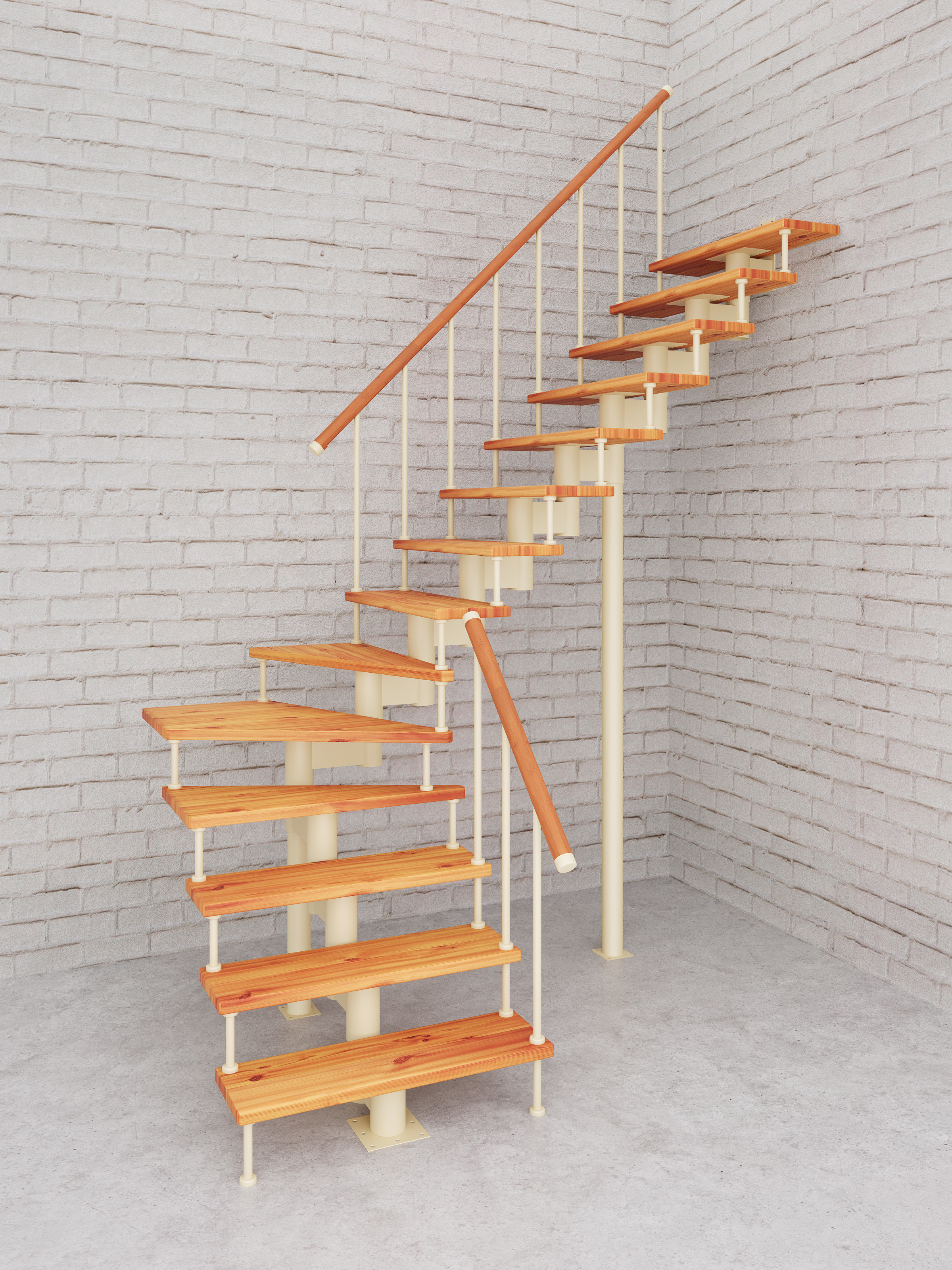 Изображение товара Модульная лестница Стамет Престиж поворотный 2925мм цвет слоновая кость