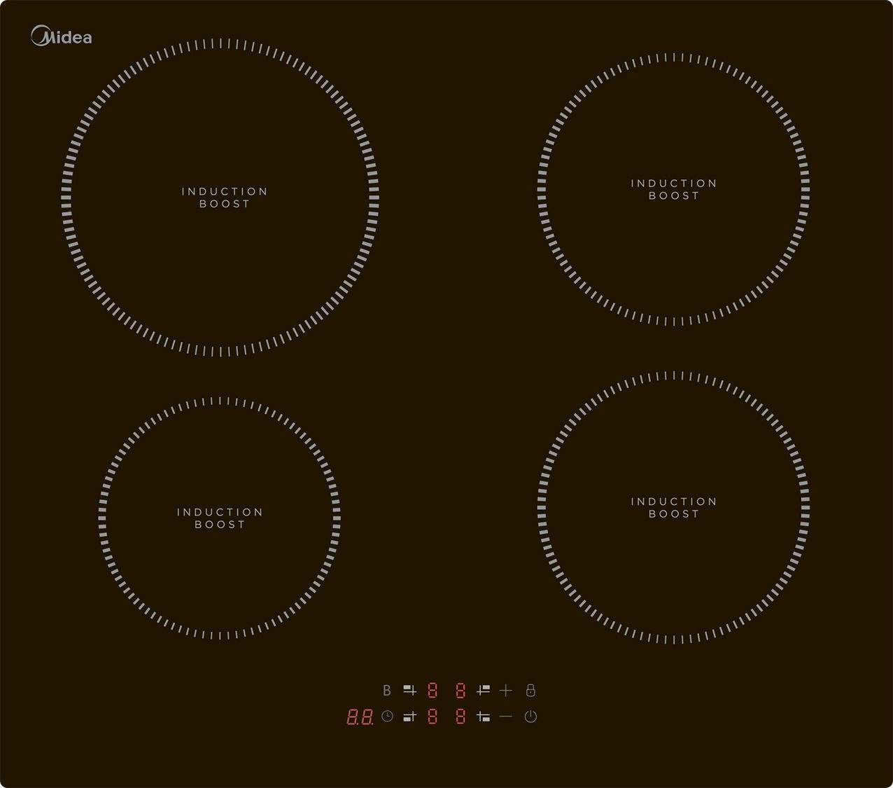 Изображение товара Электрическая варочная панель Midea MIH64100 4 конфорки стеклокерамика черный