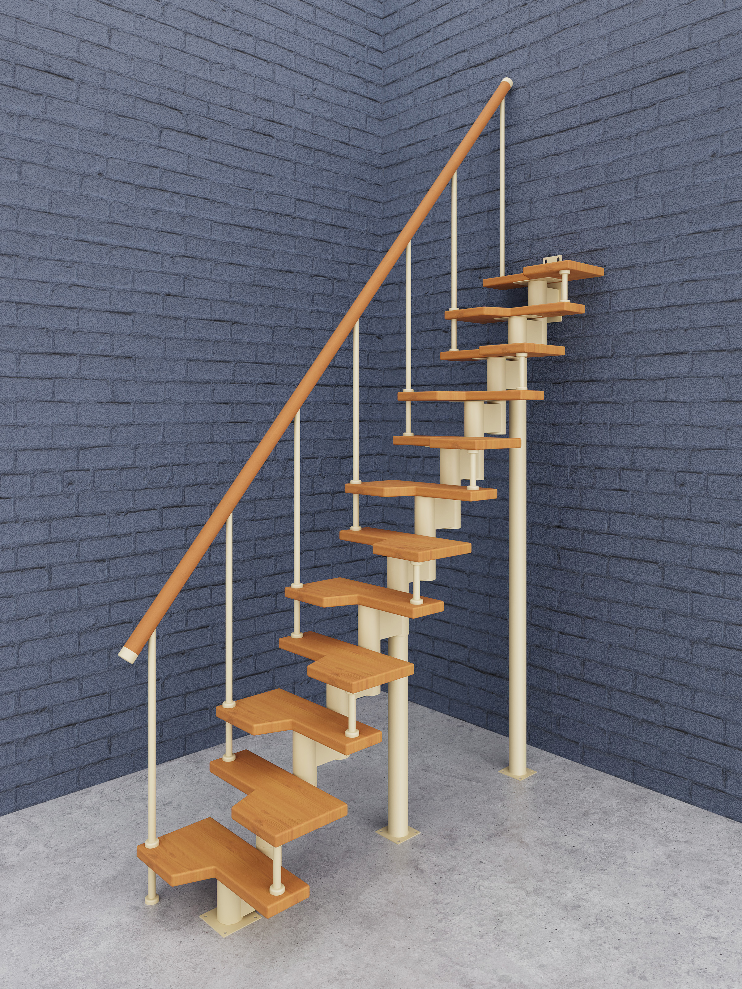 Изображение товара Модульная лестница Стамет Престиж Мини прямой 2600мм цвет слоновая кость