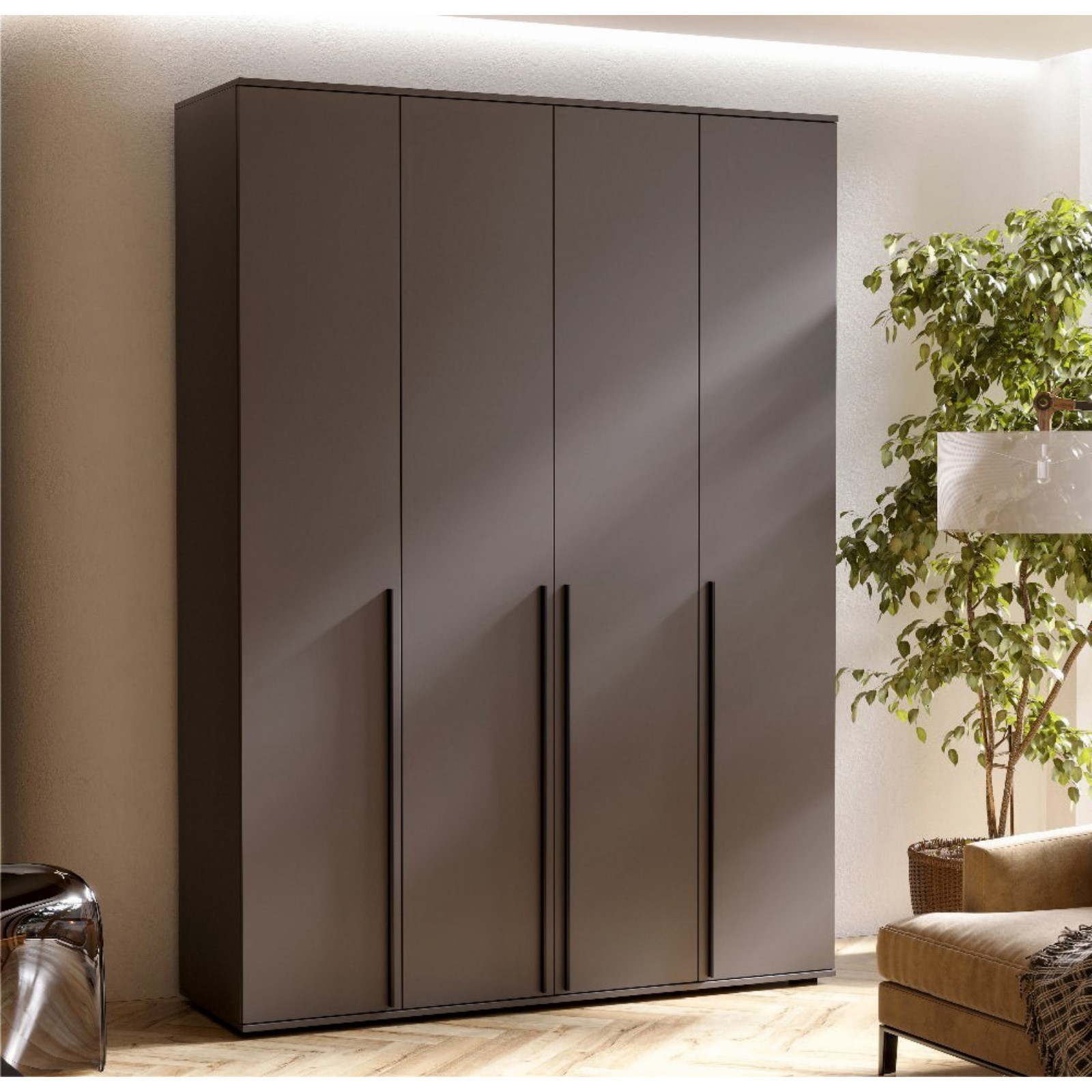 Изображение товара Шкаф Сима-ленд 9883175 распашной из ЛДСП серый с 4 дверями и 8 полками