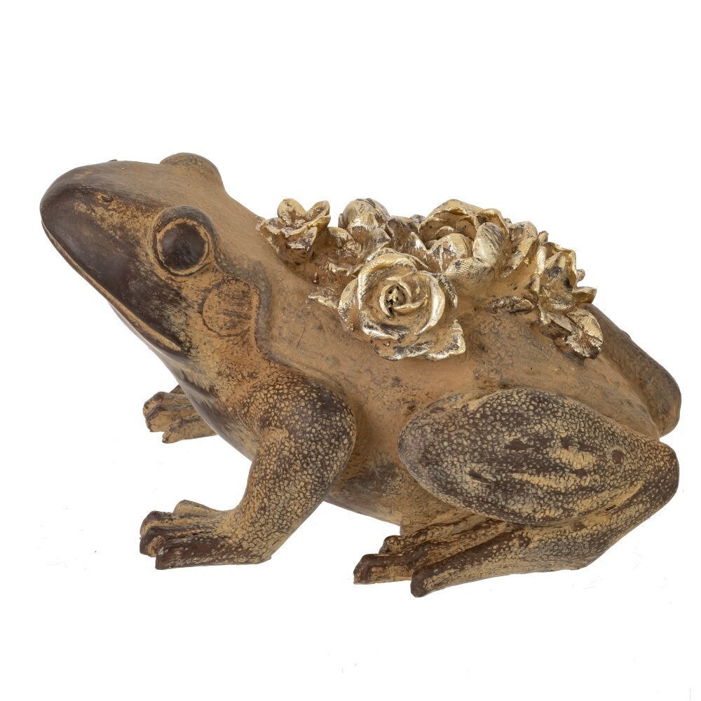 Изображение товара Декоративная лягушка из ПВХ с золотистыми цветами