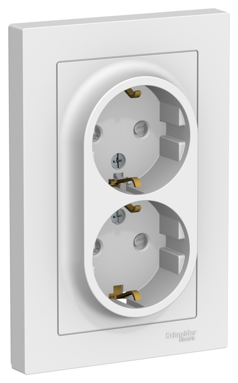 Изображение товара Встраиваемая розетка Systeme Electric AtlasDesign 2 поста с заземлением
