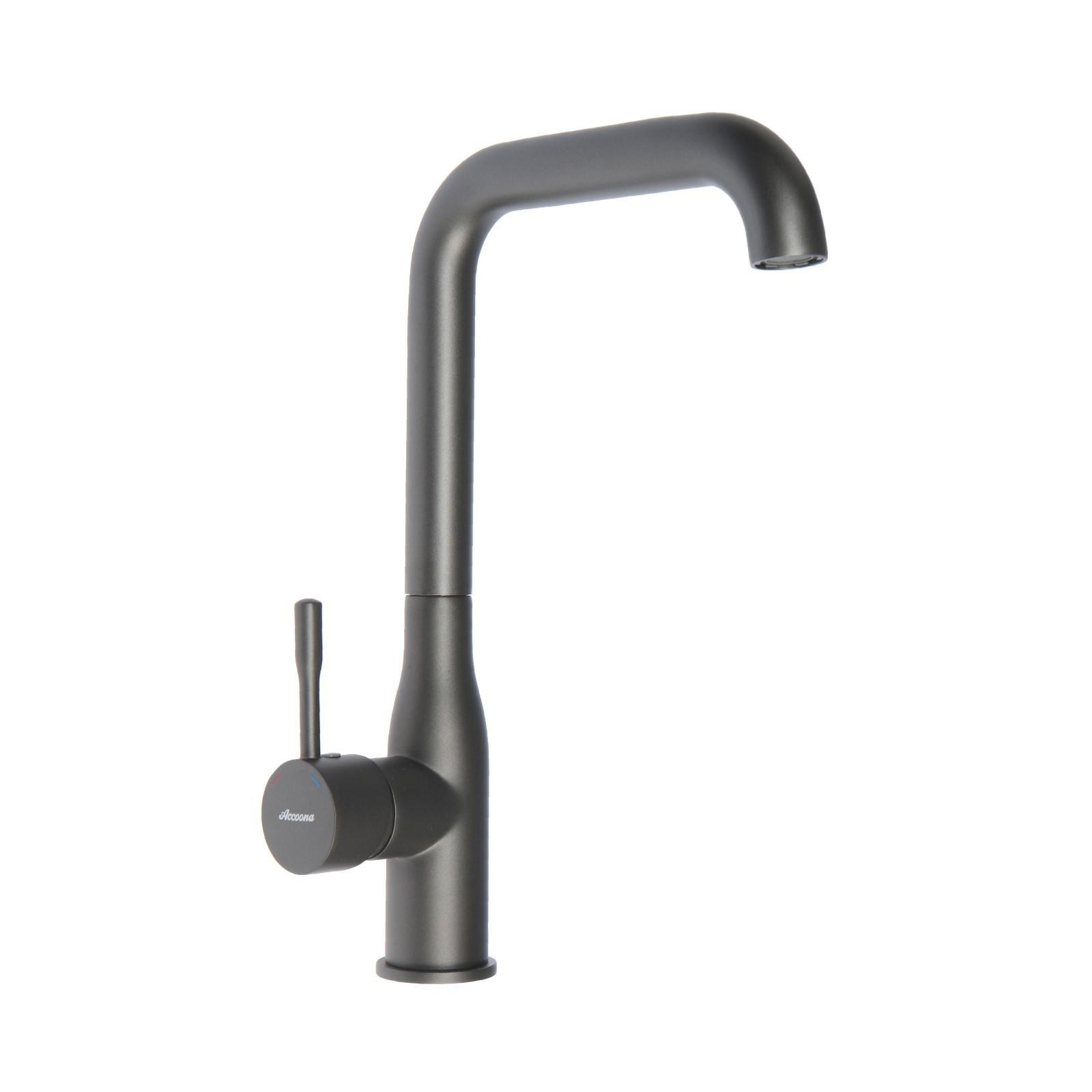 Изображение товара Смеситель для кухни Accoona однорычажный латунь серый высокий излив 4490T-3