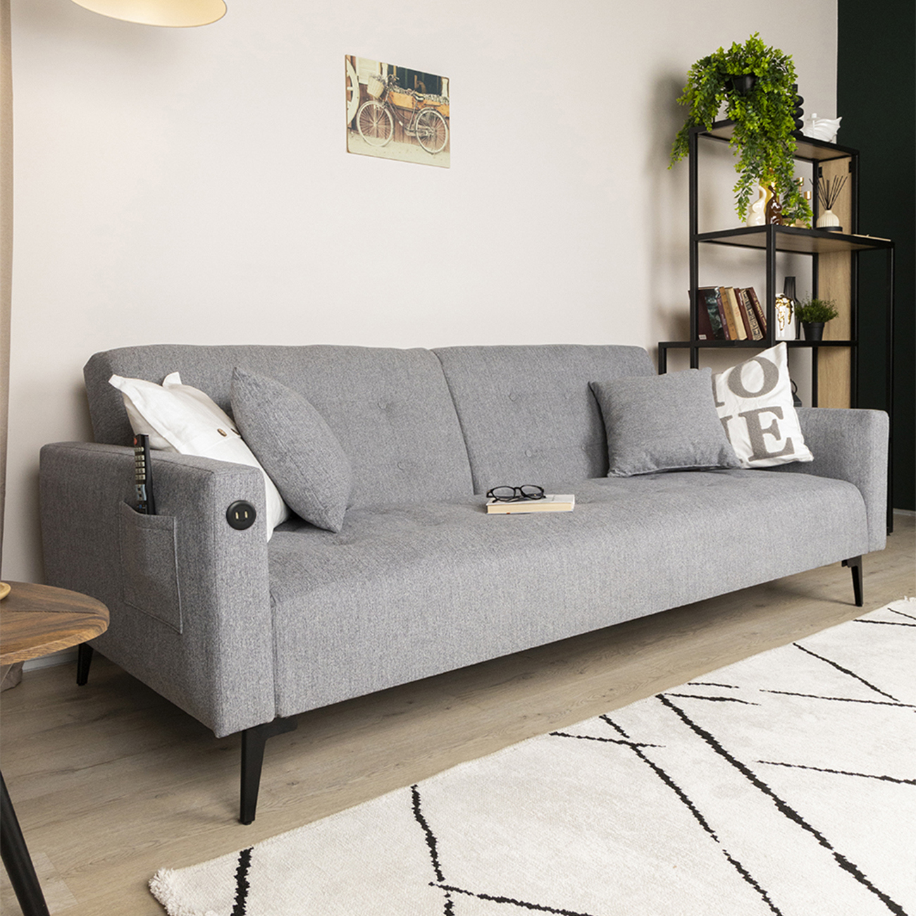 Изображение товара Диван Мафтин Аллаки 214х83х94 см с USB-розеткой цвет серый