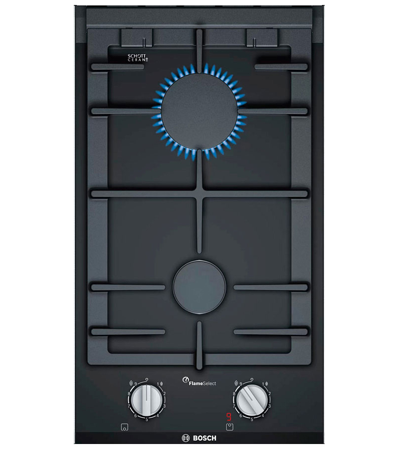 Изображение товара Газовая варочная панель Bosch PRB3A6D70M 650759 30.6 см 2 конфорки цвет черный