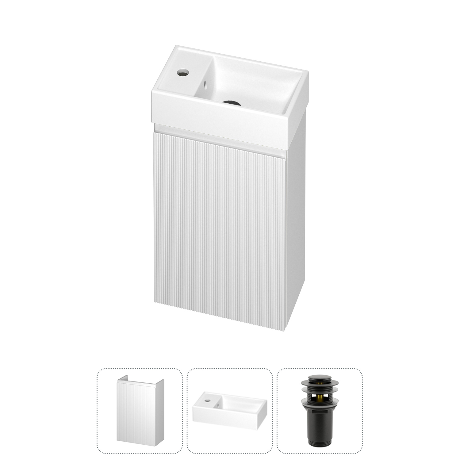 Изображение товара Тумба с раковиной подвесная Wellsee WC Area 20216837R с донным клапаном цвет белый