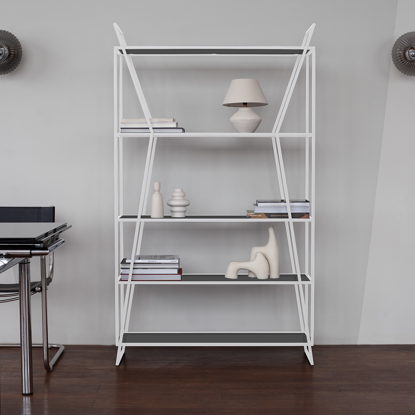 Изображение товара Стеллаж Greenween Oslo 171x100x33 см металл стекло современный дизайн