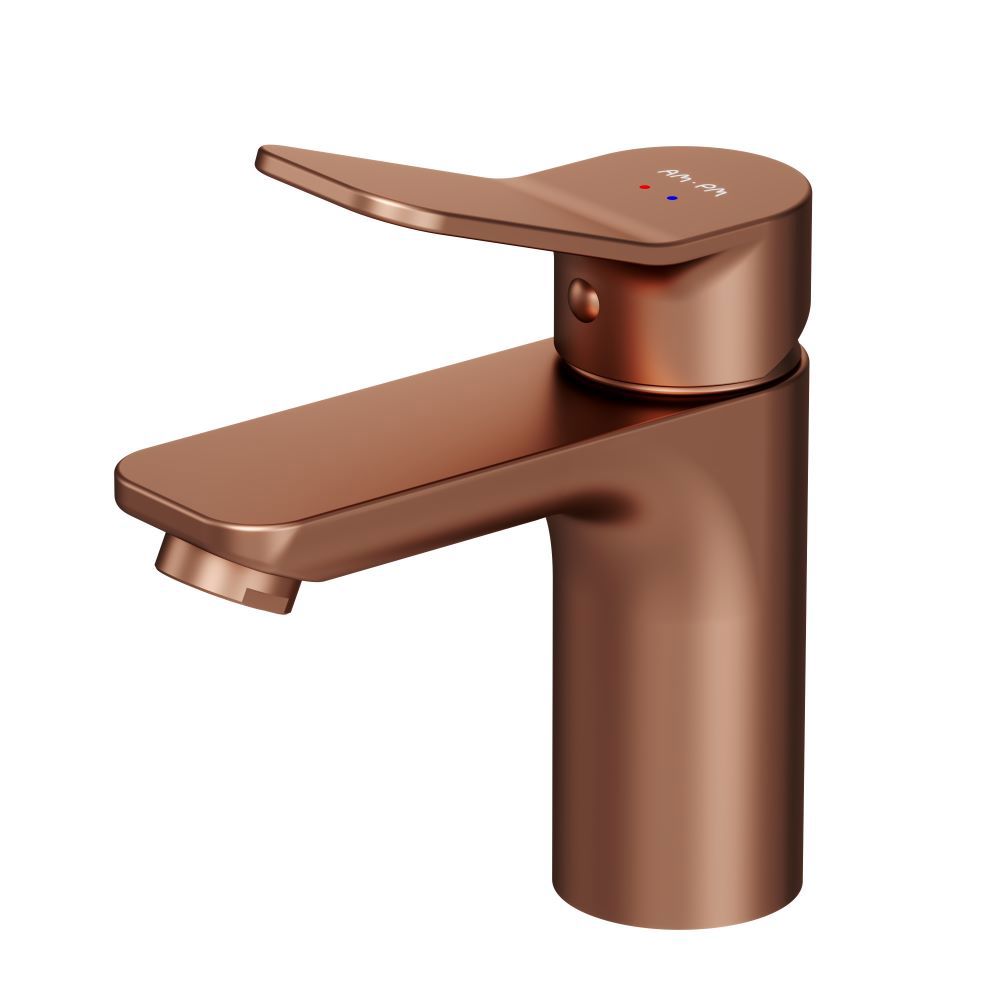 Изображение товара Стильный однорычажный смеситель для раковины Am.pm X-joy F85A02144 розовое золото Изображение товара Стильный однорычажный смеситель для раковины Am.pm X-joy F85A02144 розовое золото