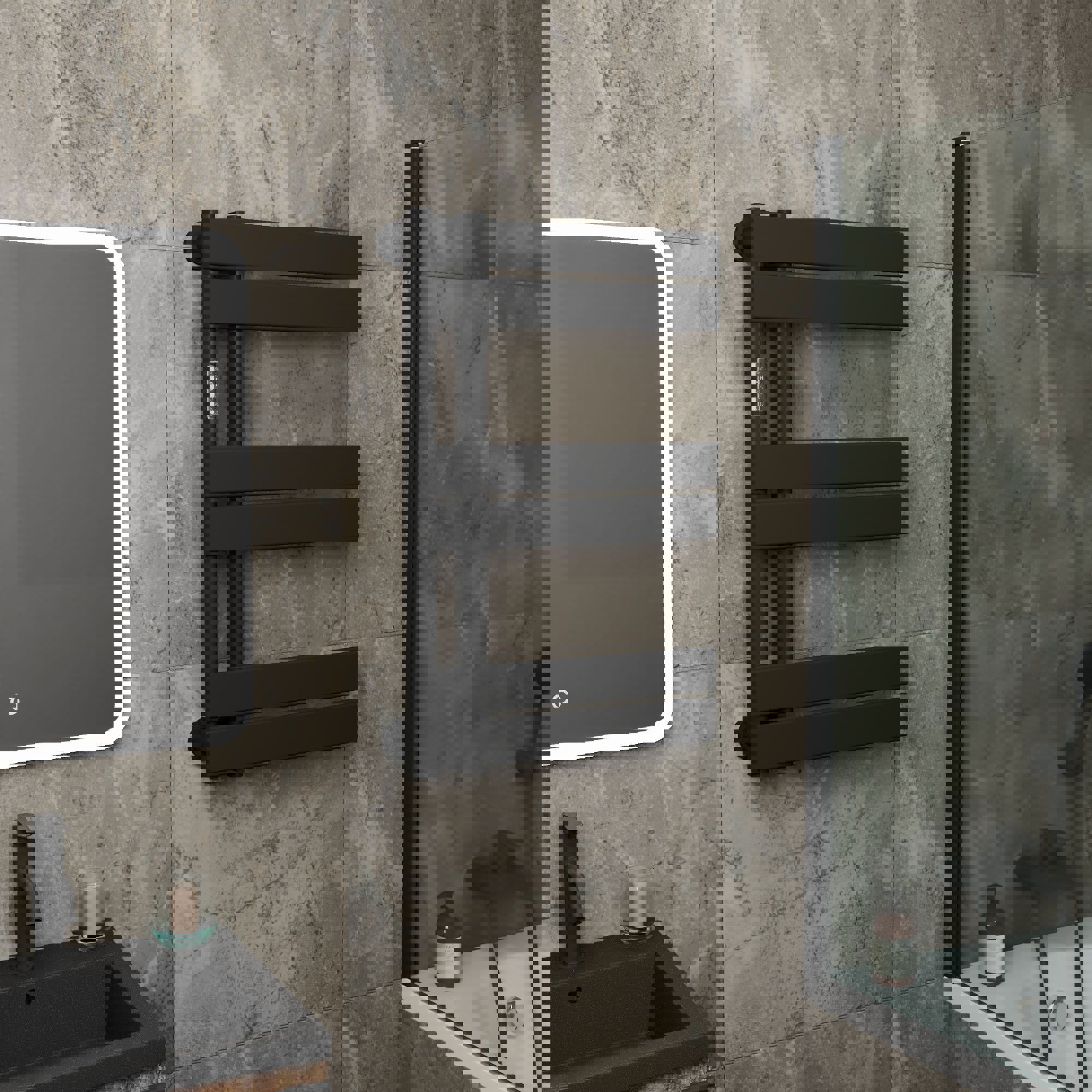 Изображение товара Электрический полотенцесушитель Bauedge Eastern Wind Black AF0007 80x50 см 300 Вт