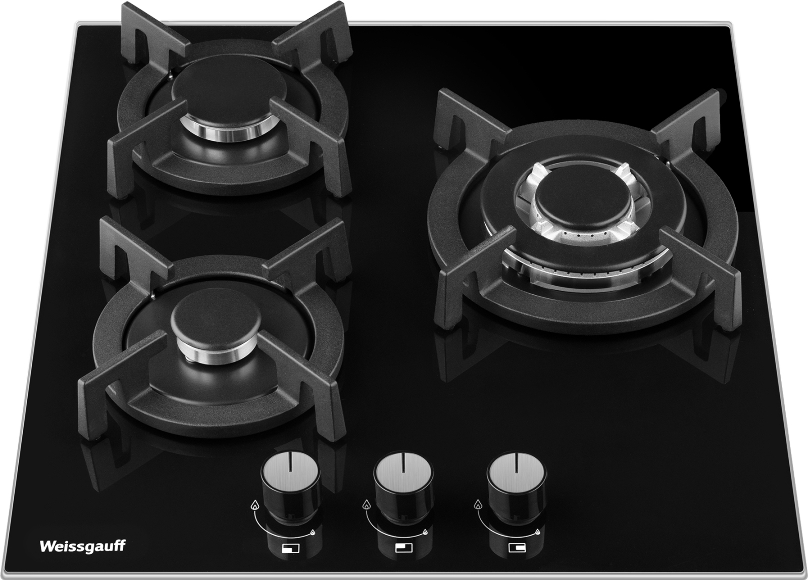 Изображение товара Газовая варочная панель Weissgauff HGG 451 BGV черный 3 конфорки 45 см с автоматическим электроподж